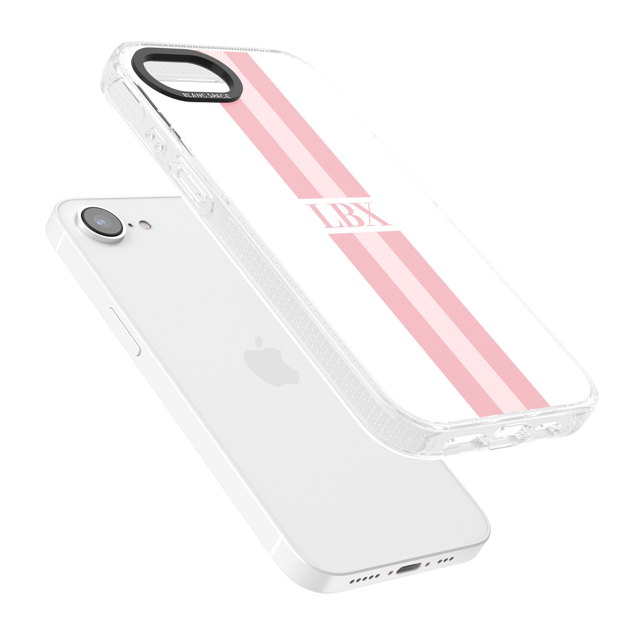 Personalised Minimal Pink Stripes iPhone 16e Clear Case Impact Air - Blanc Space