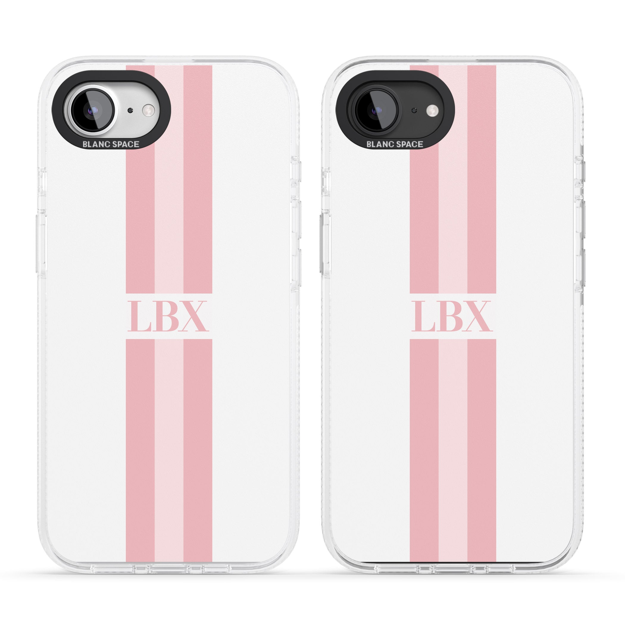 Personalised Minimal Pink Stripes iPhone 16e Clear Case Impact Air - Blanc Space