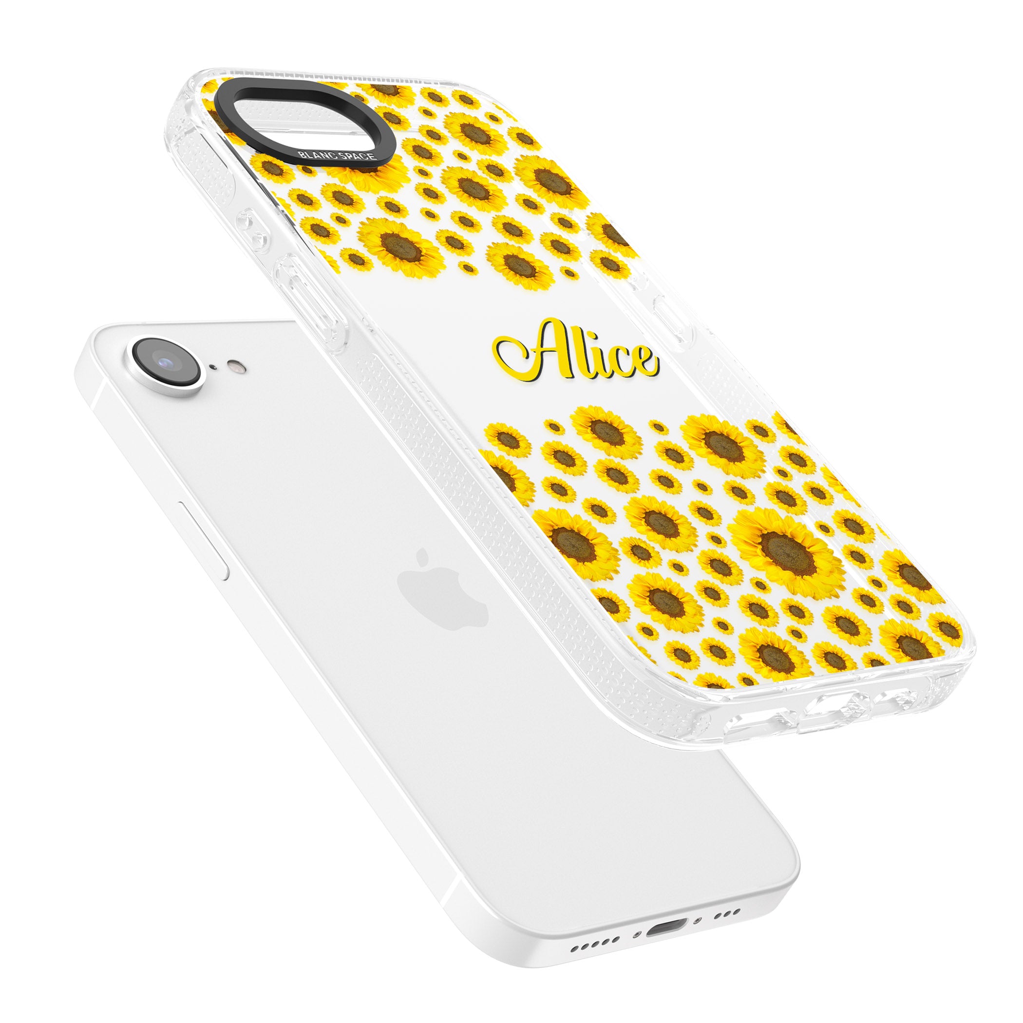 Personalised Sunflowers iPhone 16e Clear Case Impact Air - Blanc Space