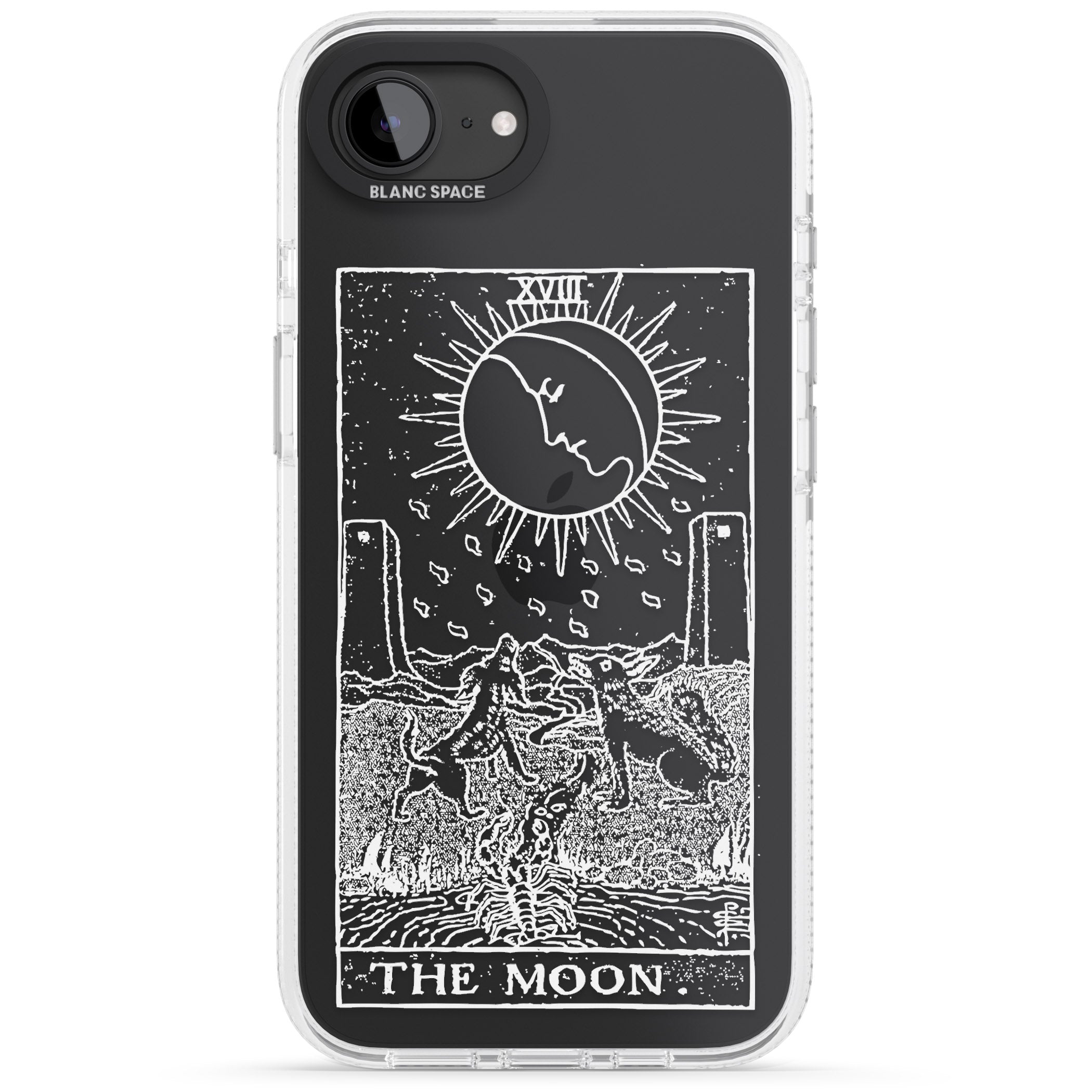 Personalised The Moon Tarot Card - White Transparent iPhone 16e Clear Case Impact Air - Blanc Space