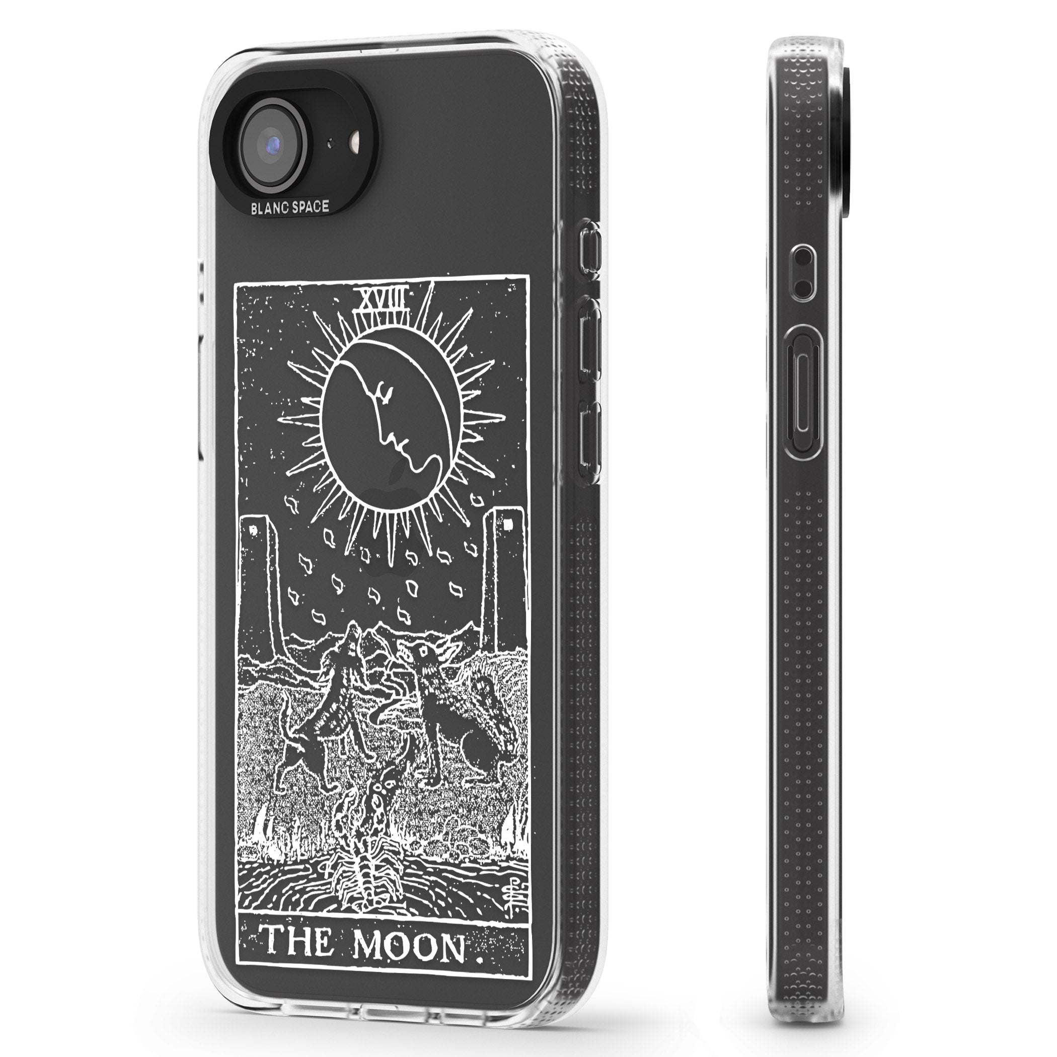 Personalised The Moon Tarot Card - White Transparent iPhone 16e Clear Case Impact Air - Blanc Space
