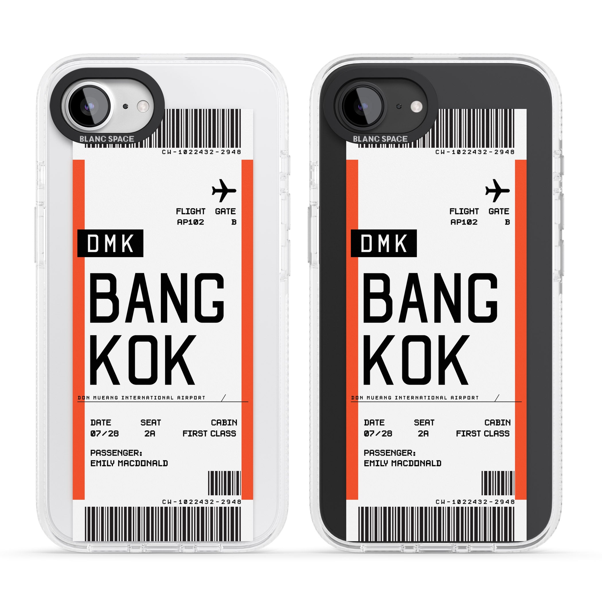 Personalised Bangkok Boarding Pass iPhone 16e Clear Case Impact Air - Blanc Space