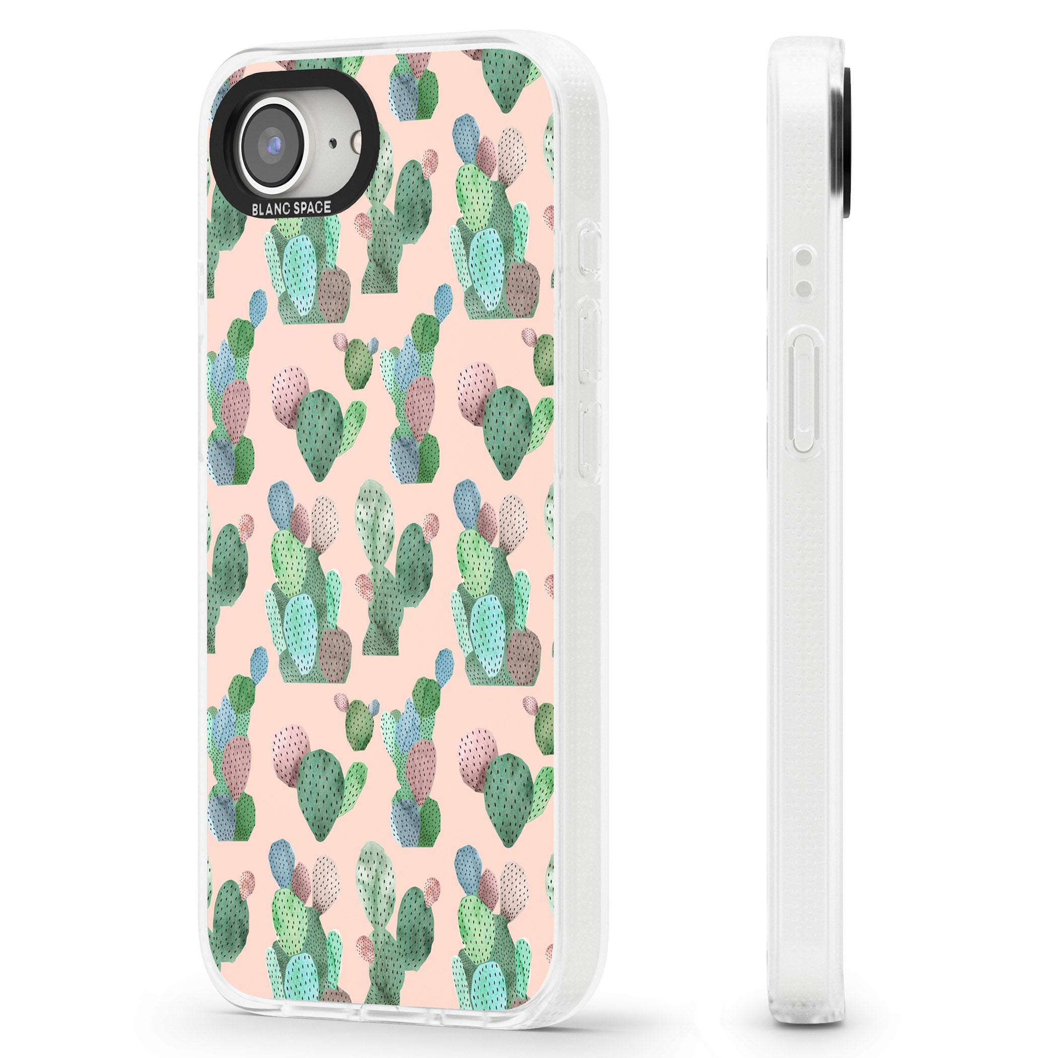 Pink Cactus Pattern Design iPhone 16e Clear Case Impact Air - Blanc Space