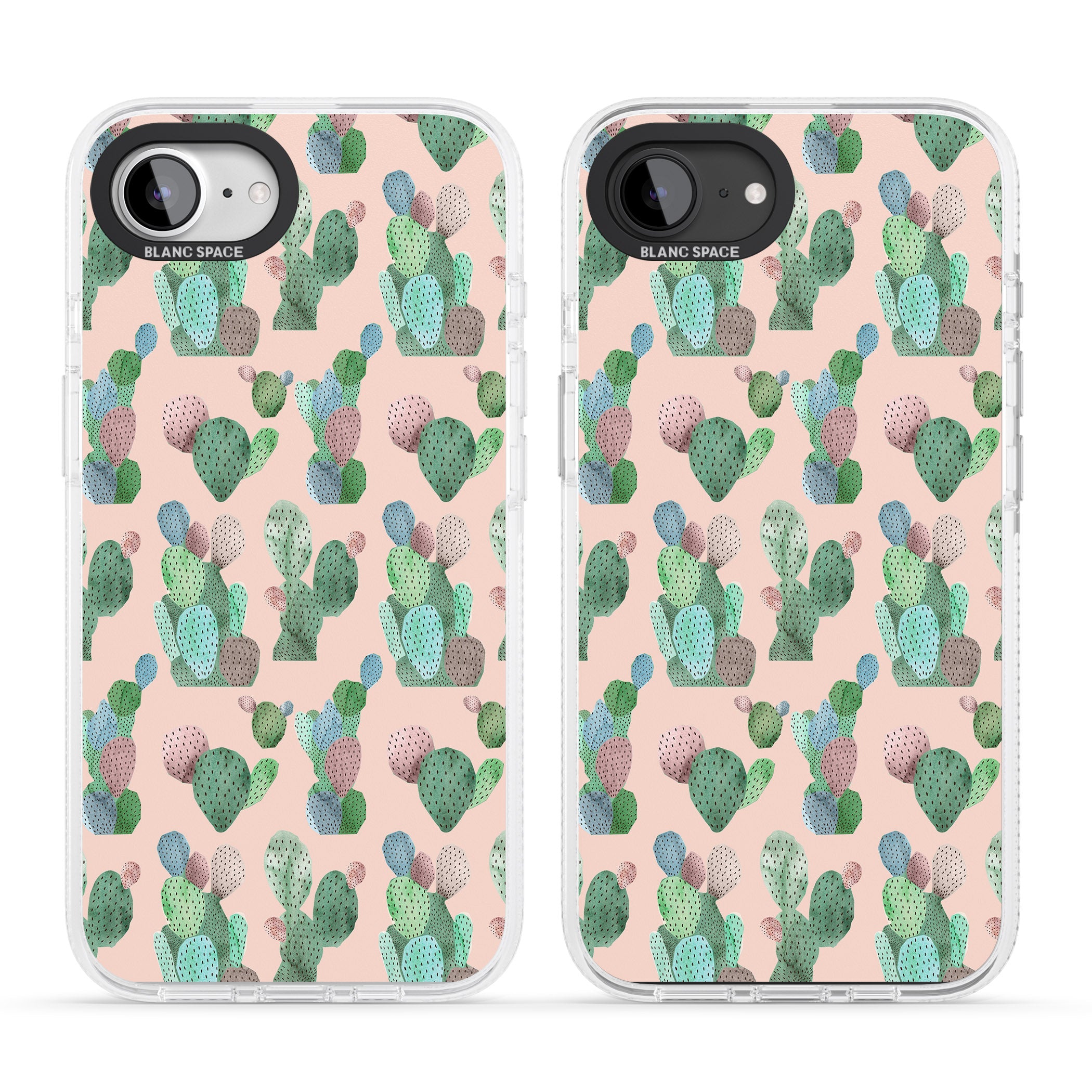 Pink Cactus Pattern Design iPhone 16e Clear Case Impact Air - Blanc Space