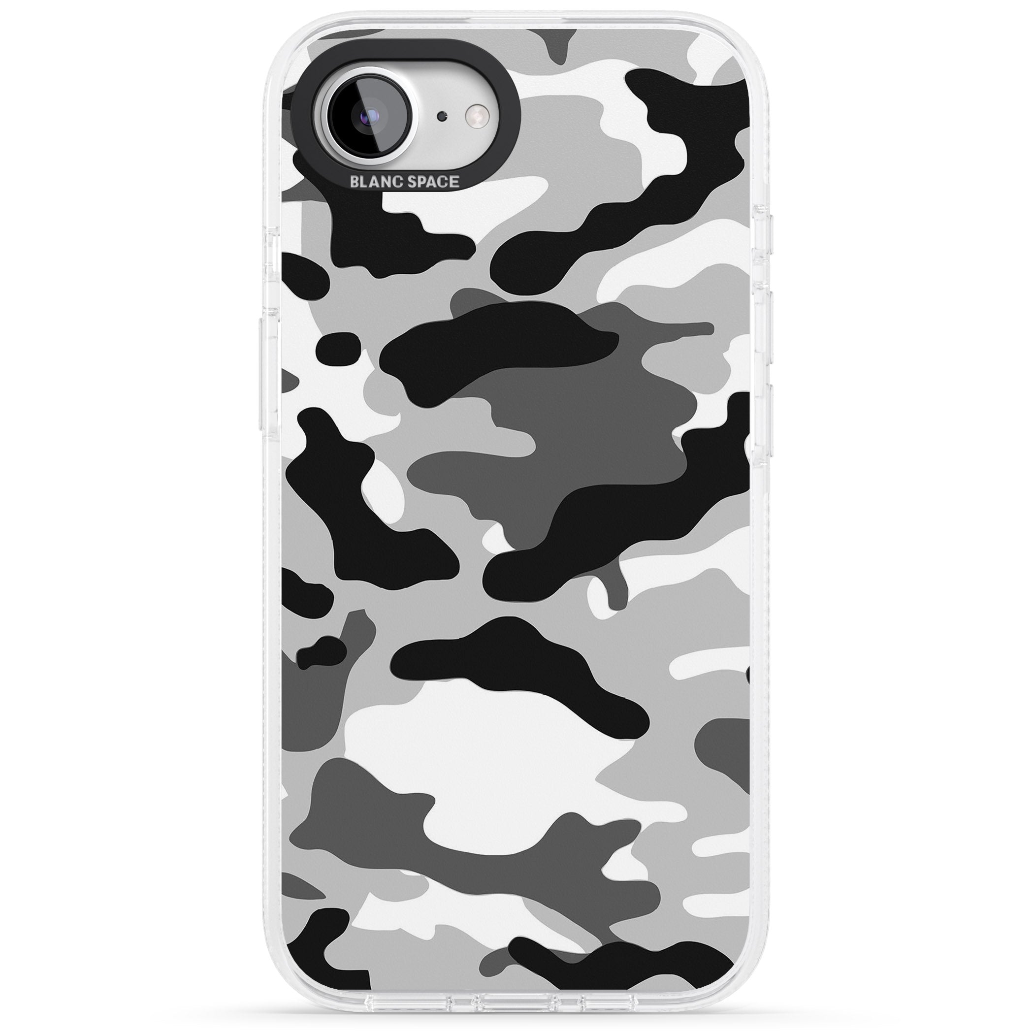 Grey Camo iPhone 16e Clear Case Impact Air - Blanc Space