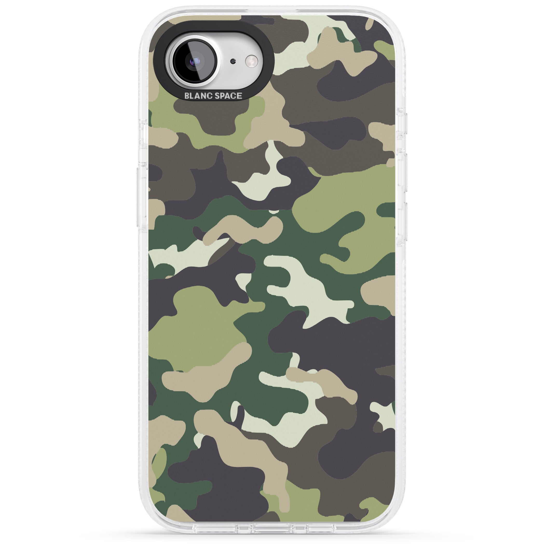 Green Camo iPhone 16e Clear Case Impact Air - Blanc Space