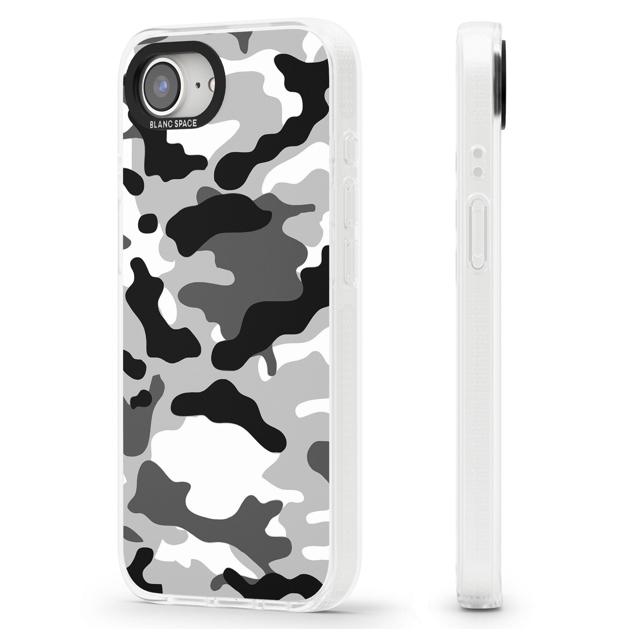 Grey Black Urban Camo iPhone 16e Clear Case Impact Air - Blanc Space
