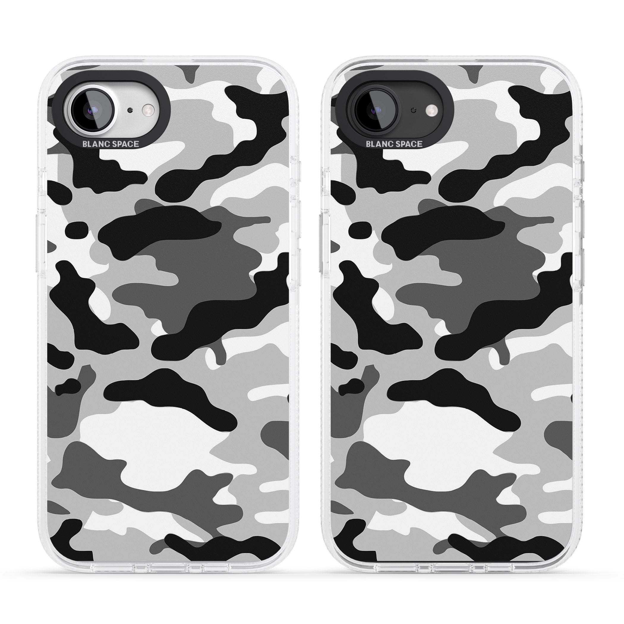 Grey Black Urban Camo iPhone 16e Clear Case Impact Air - Blanc Space