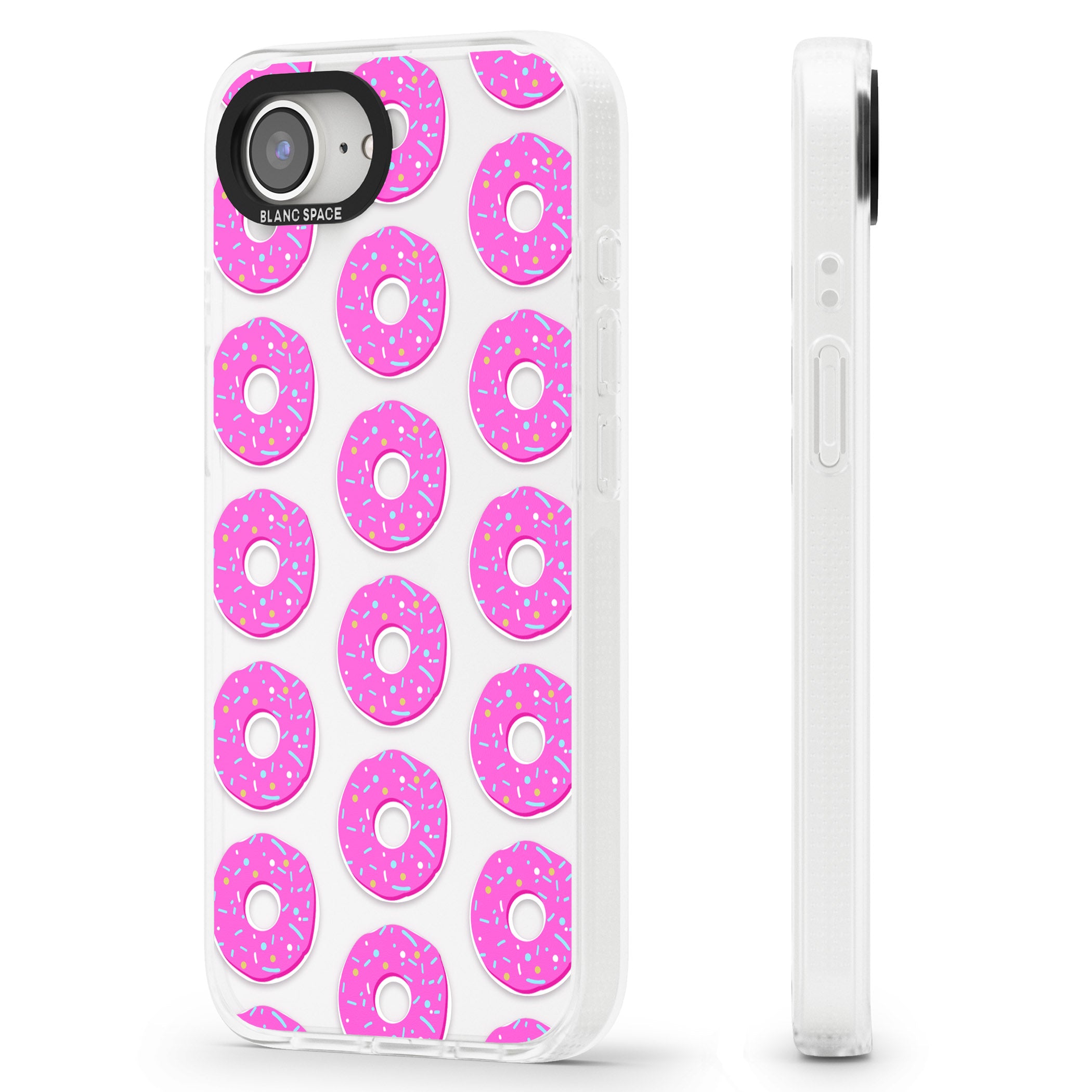 Pink Donut Pattern iPhone 16e Clear Case Impact Air - Blanc Space