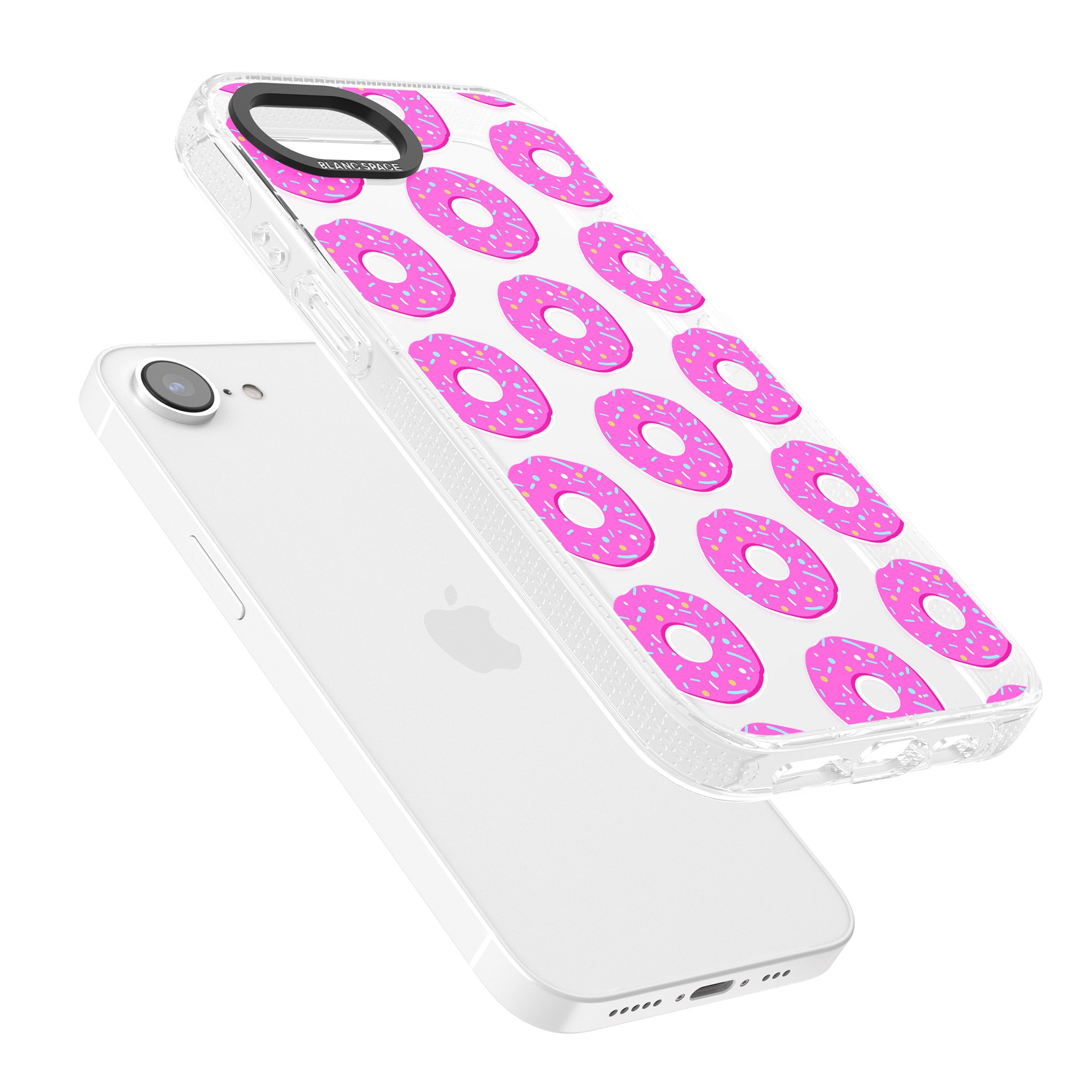 Pink Donut Pattern iPhone 16e Clear Case Impact Air - Blanc Space