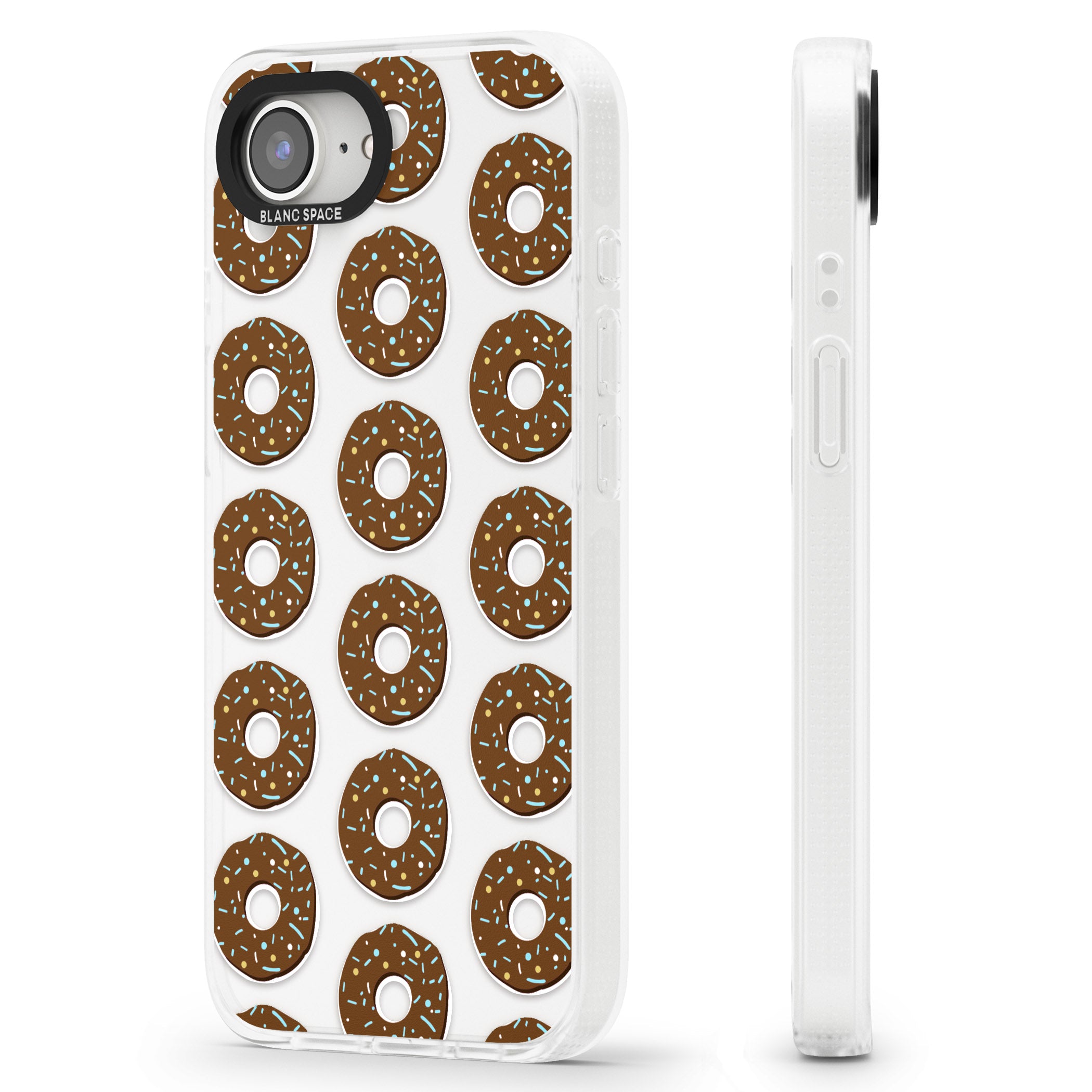 Chocolate Donut Pattern iPhone 16e Clear Case Impact Air - Blanc Space