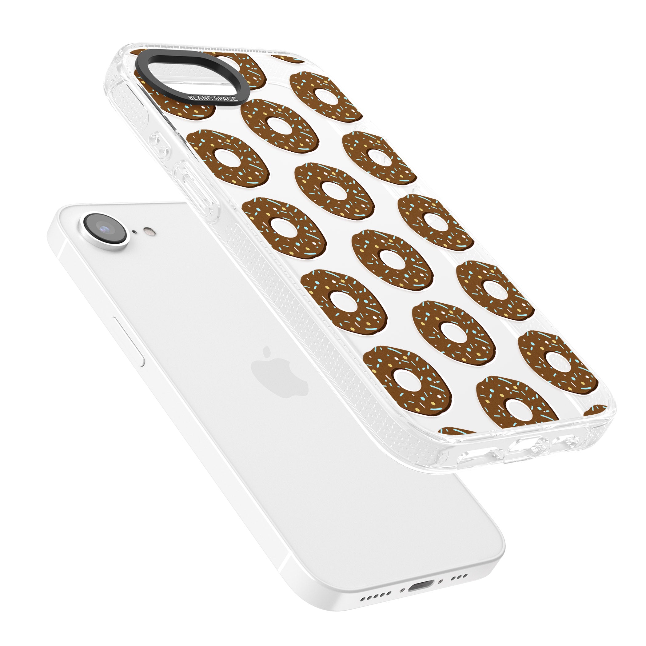 Chocolate Donut Pattern iPhone 16e Clear Case Impact Air - Blanc Space