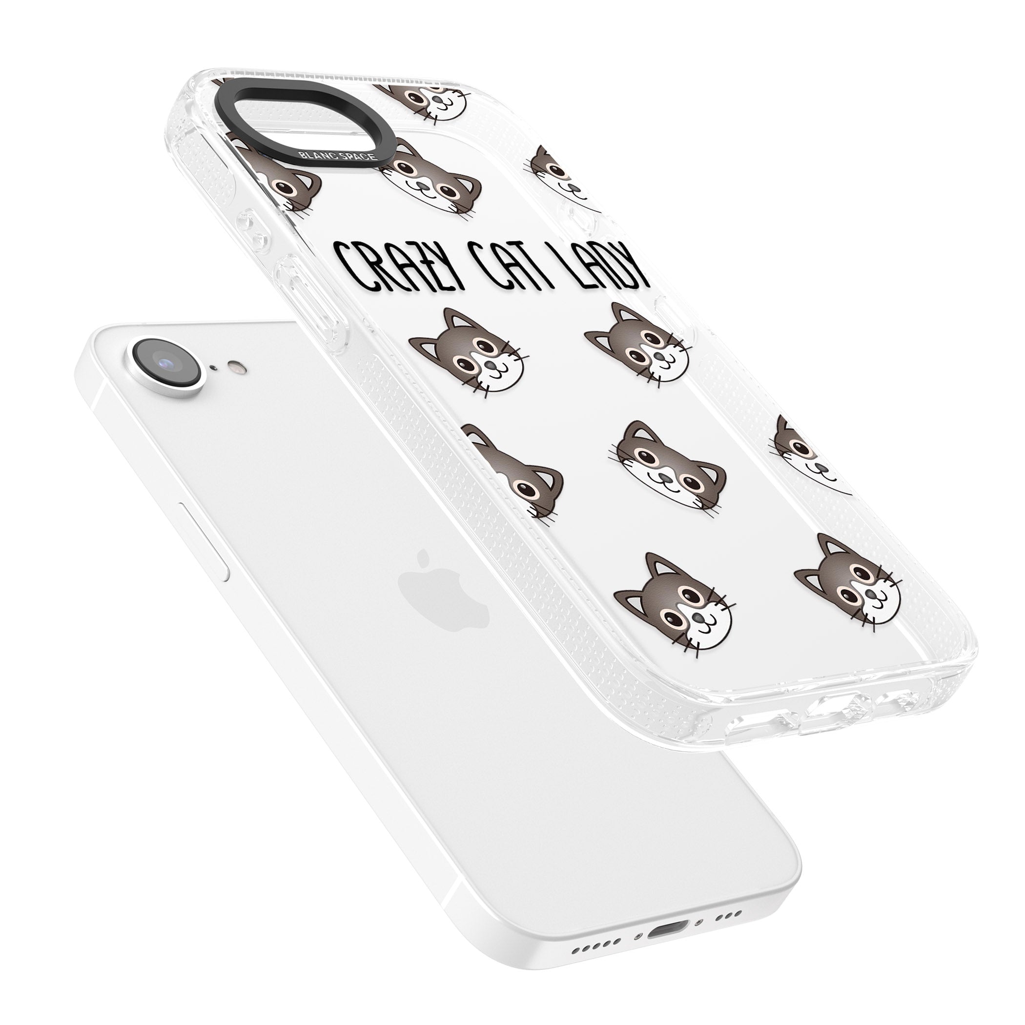 Crazy Cat Lady iPhone 16e Clear Case Impact Air - Blanc Space