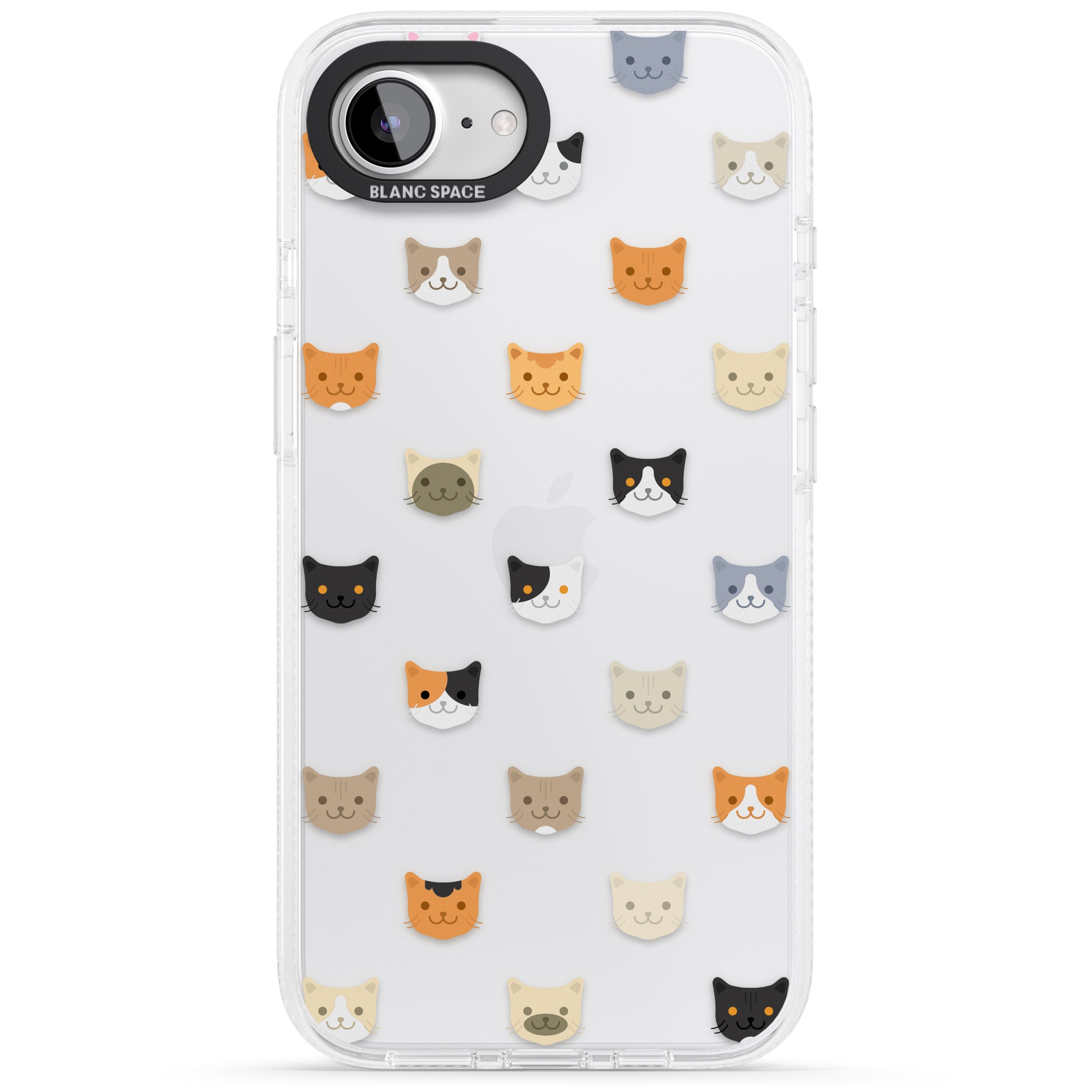 Cute Cat Face Transparent iPhone 16e Clear Case Impact Air - Blanc Space