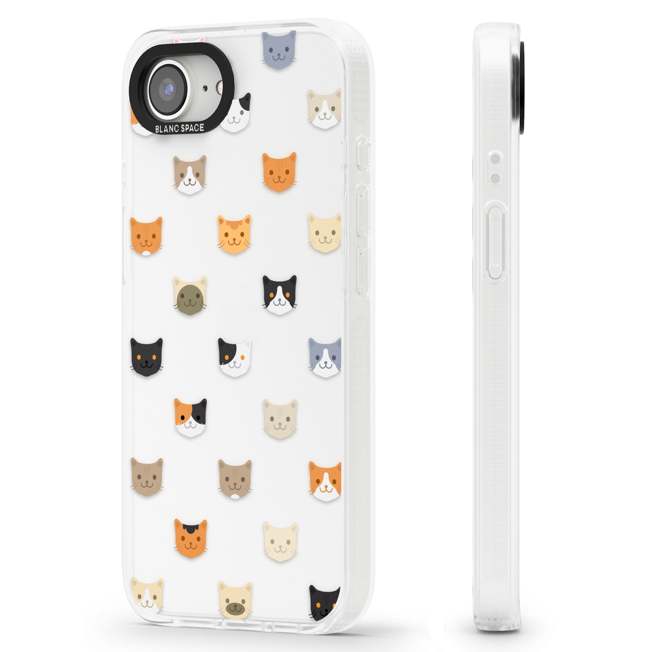 Cute Cat Face Transparent iPhone 16e Clear Case Impact Air - Blanc Space