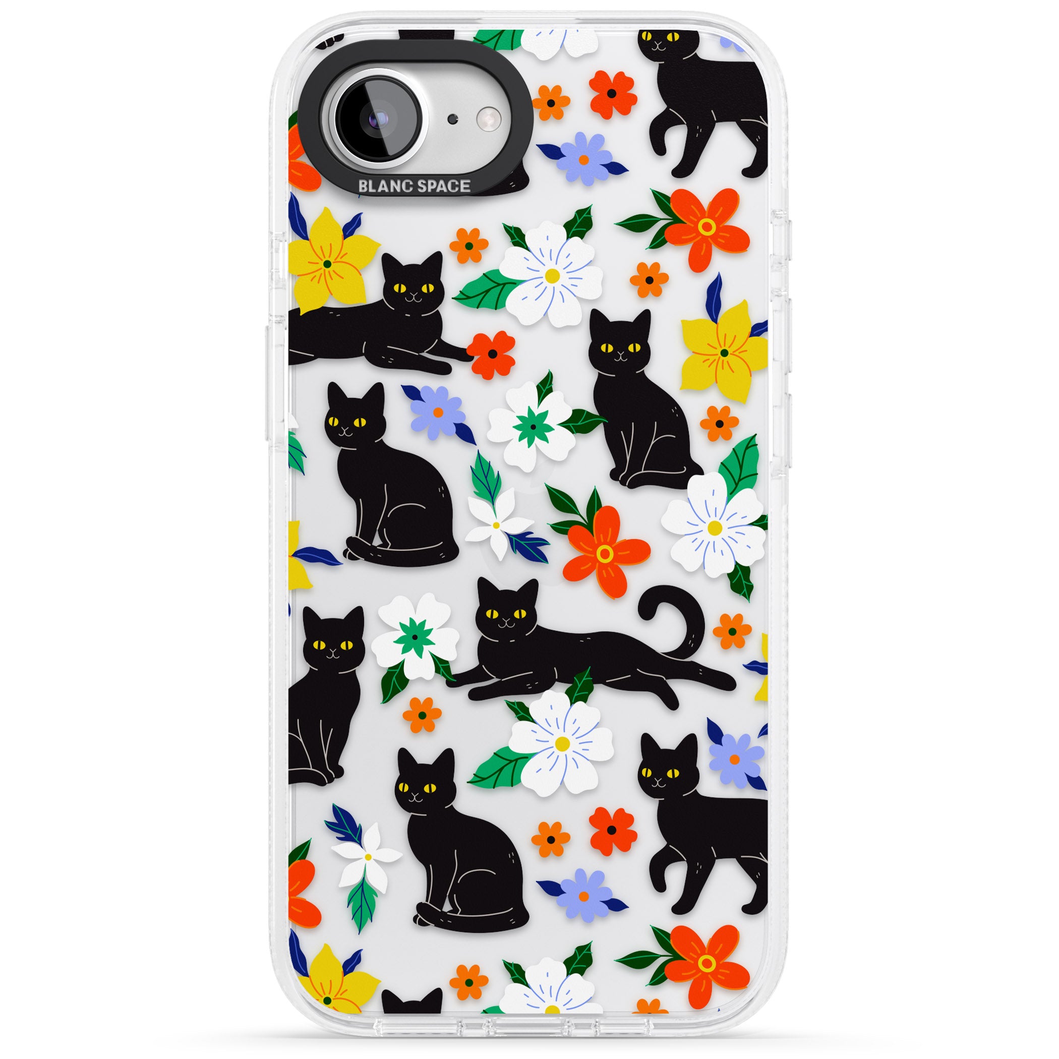 Cats & Flowers iPhone 16e Clear Case Impact Air - Blanc Space