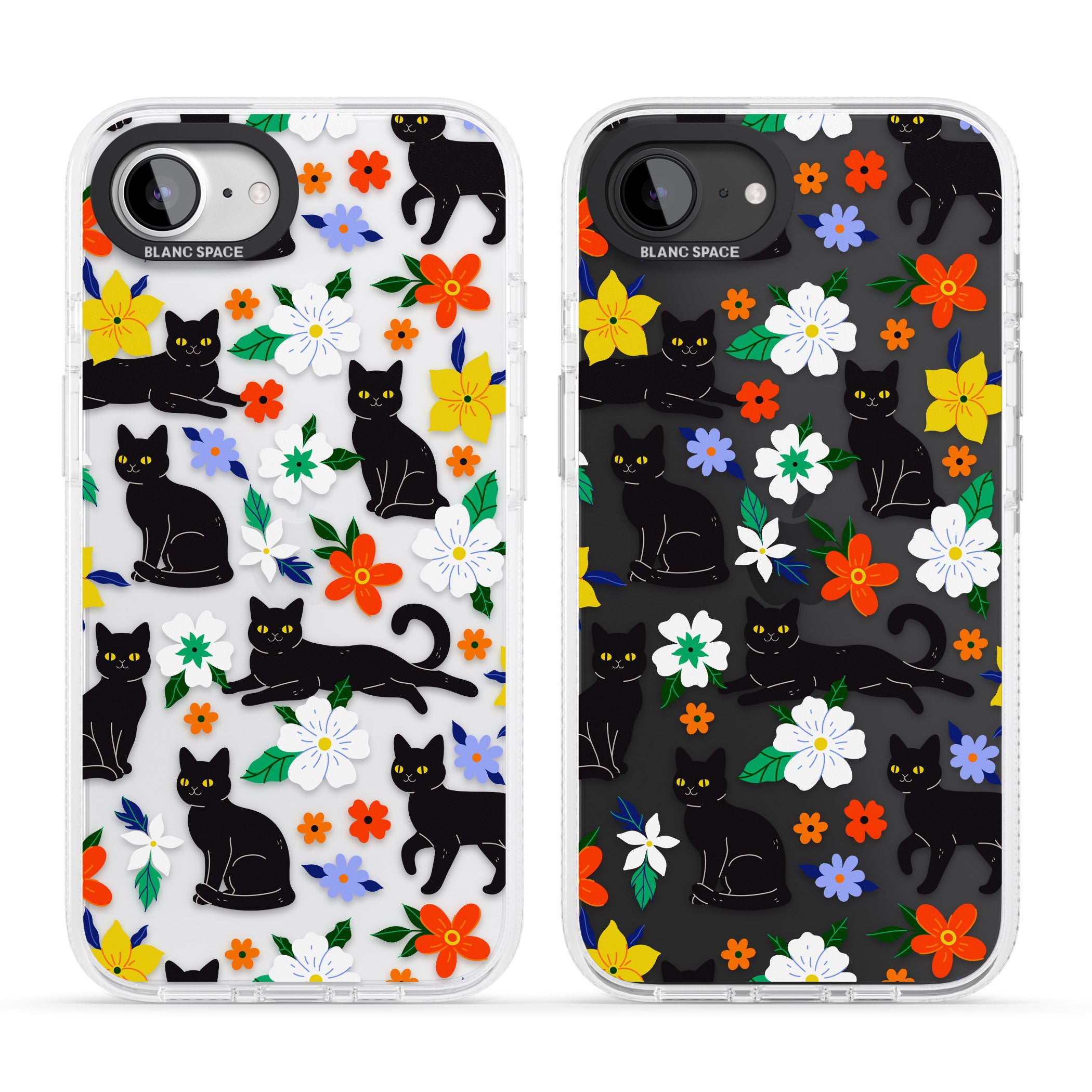 Cats & Flowers iPhone 16e Clear Case Impact Air - Blanc Space