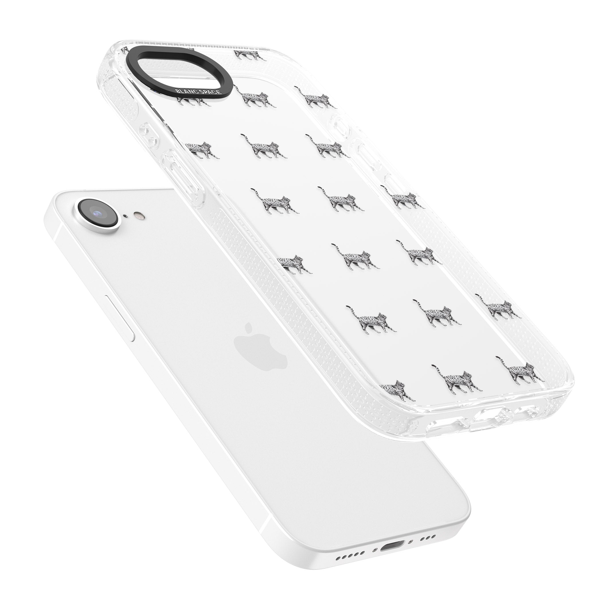 British Shorthair Cat Pattern iPhone 16e Clear Case Impact Air - Blanc Space