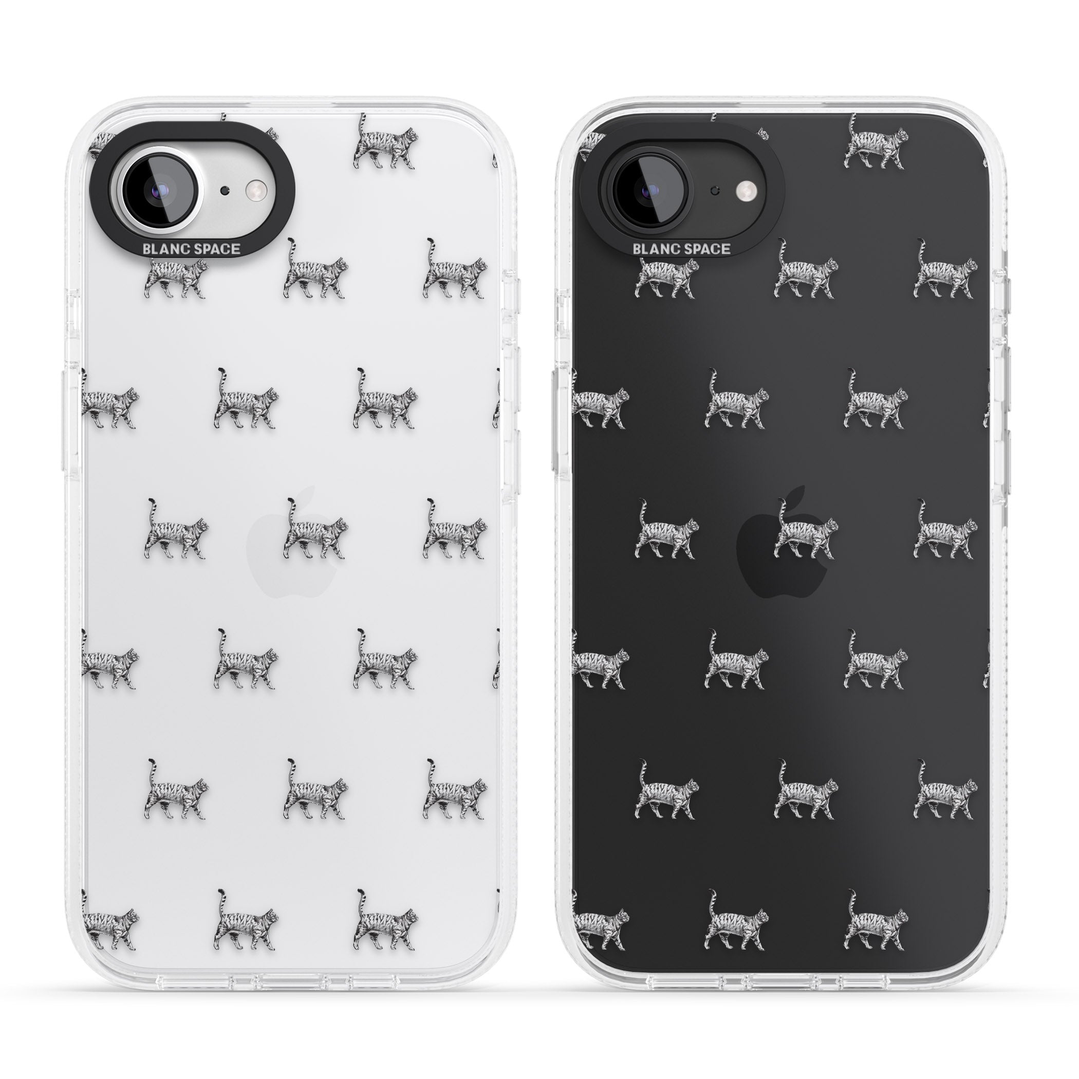 British Shorthair Cat Pattern iPhone 16e Clear Case Impact Air - Blanc Space