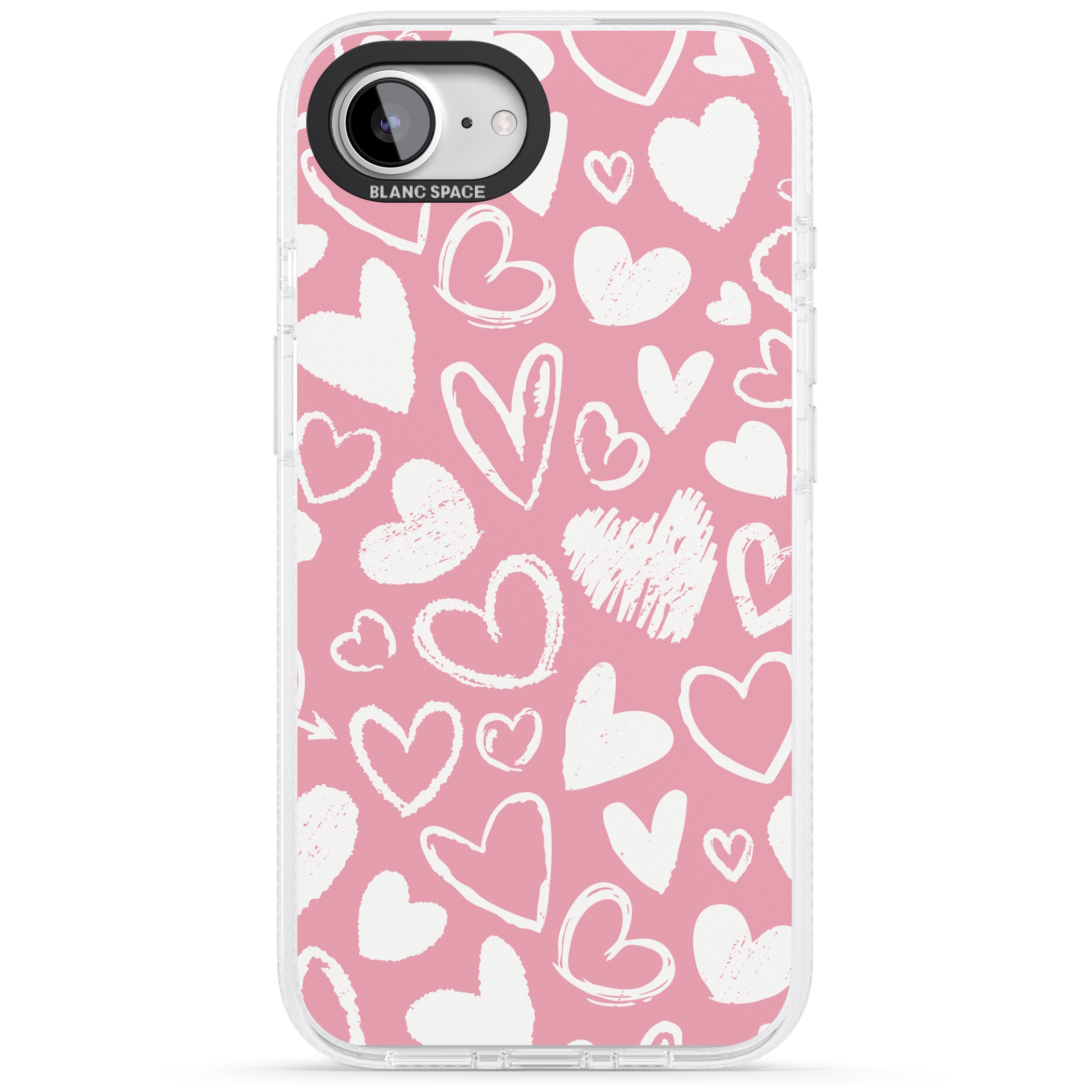 Chalk Hearts iPhone 16e Clear Case Impact Air - Blanc Space