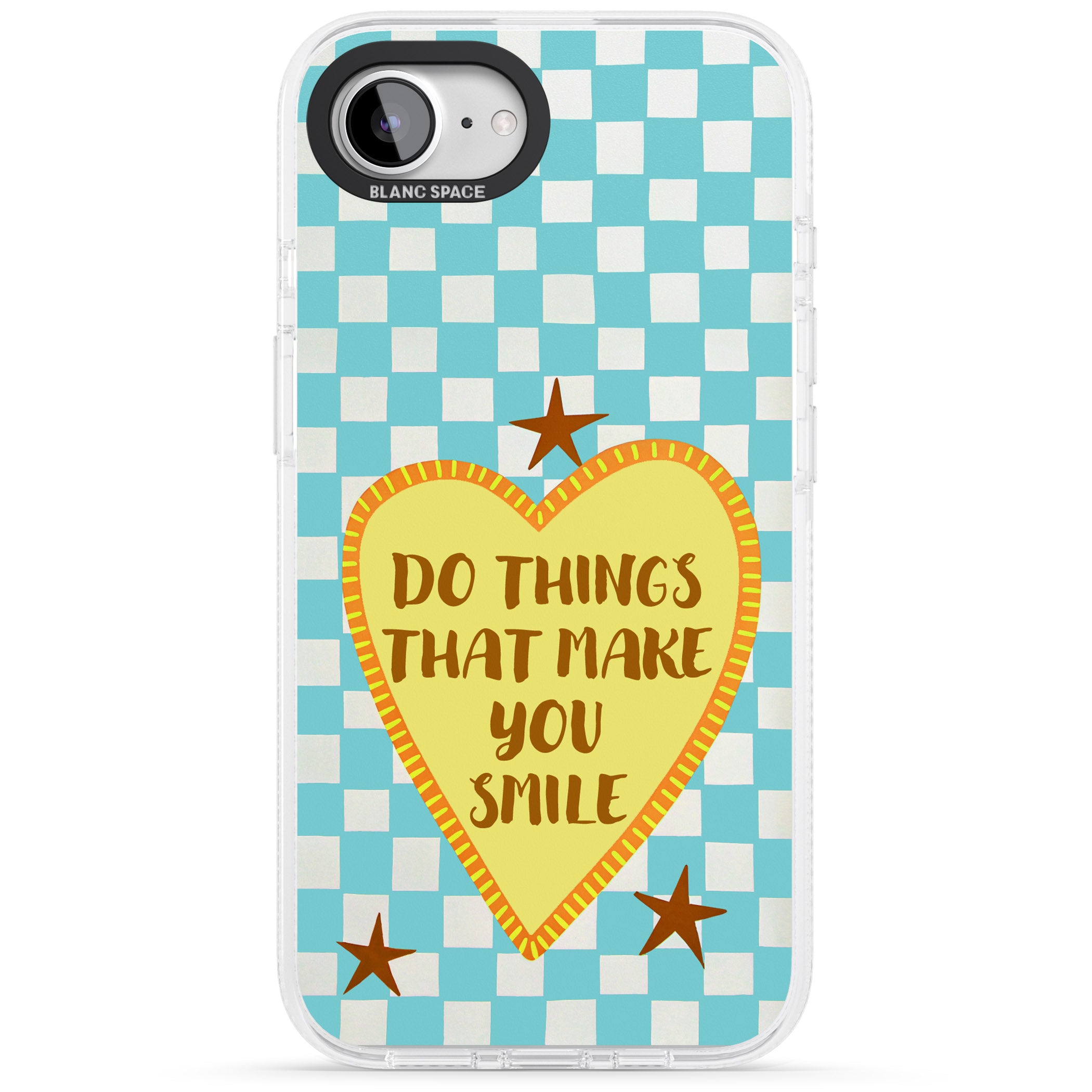 Do Things That Make You Smile iPhone 16e Clear Case Impact Air - Blanc Space