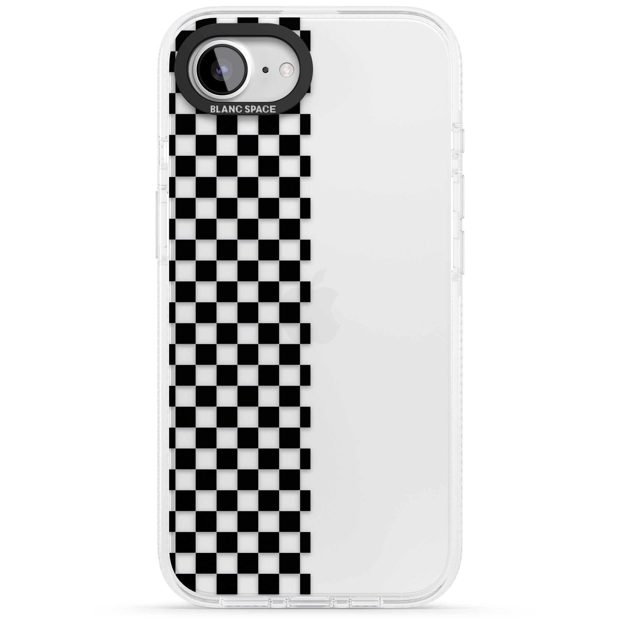 Checker: Half Black Check on Clear iPhone 16e Clear Case Impact Air - Blanc Space
