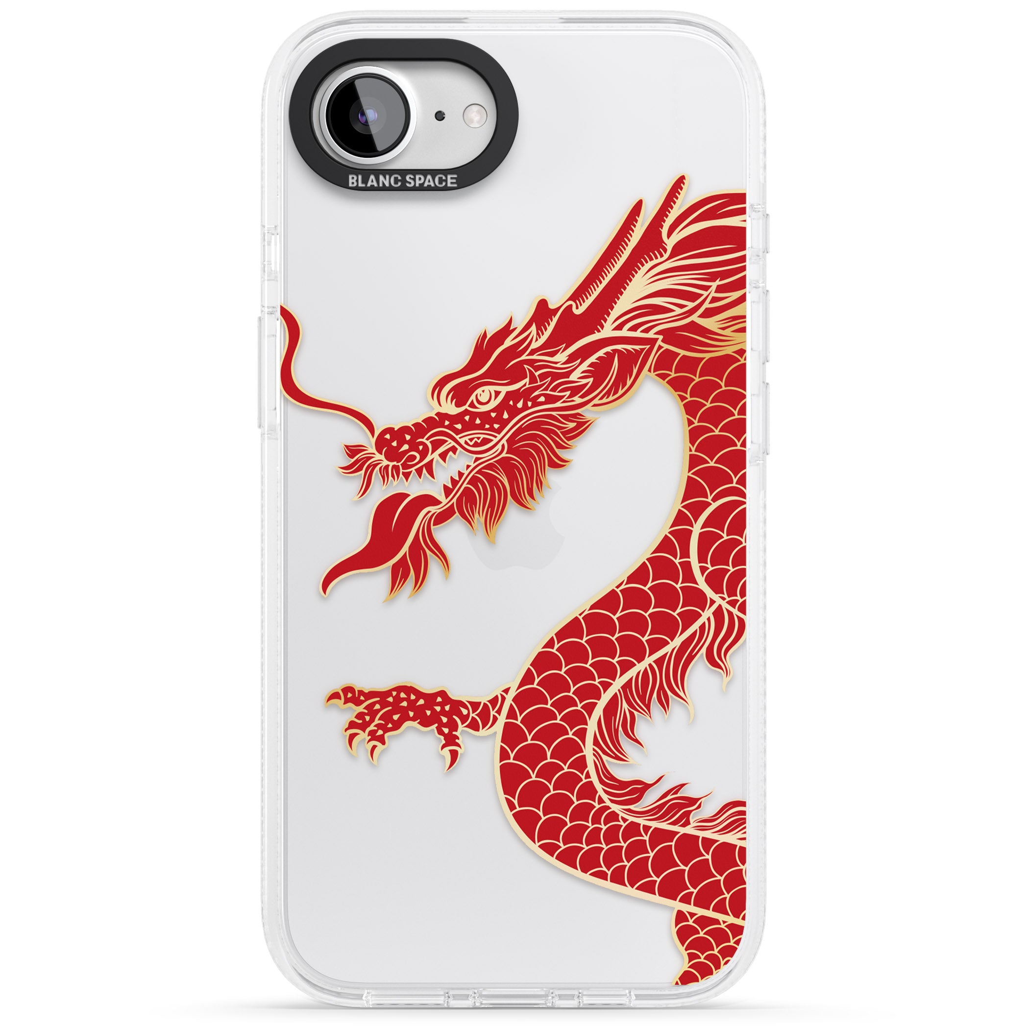 Large Red Dragon iPhone 16e Clear Case Impact Air - Blanc Space
