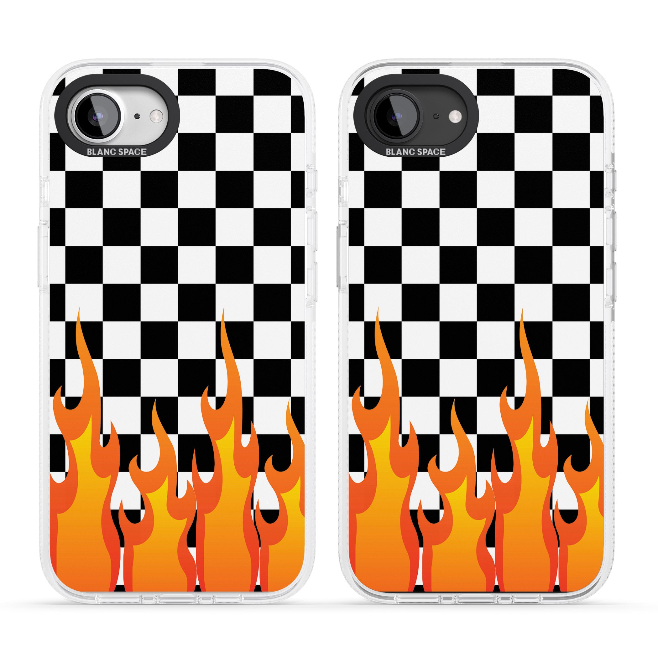 Checkered Fire iPhone 16e Clear Case Impact Air - Blanc Space