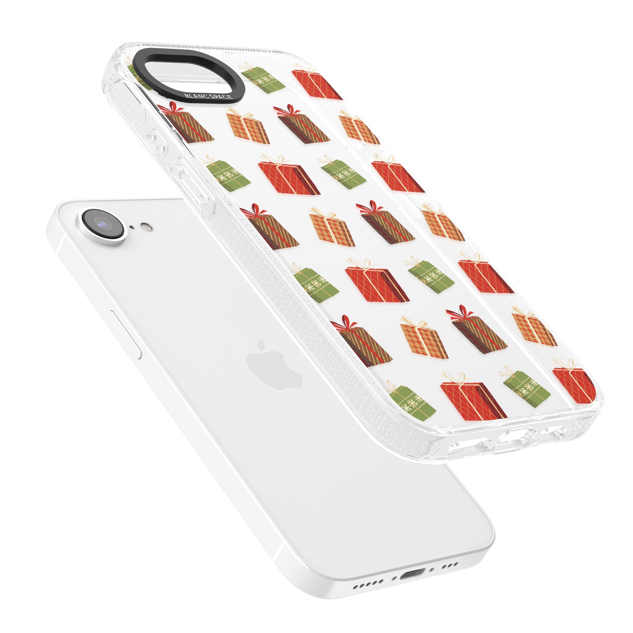 Christmas Presents Pattern iPhone 16e Clear Case Impact Air - Blanc Space