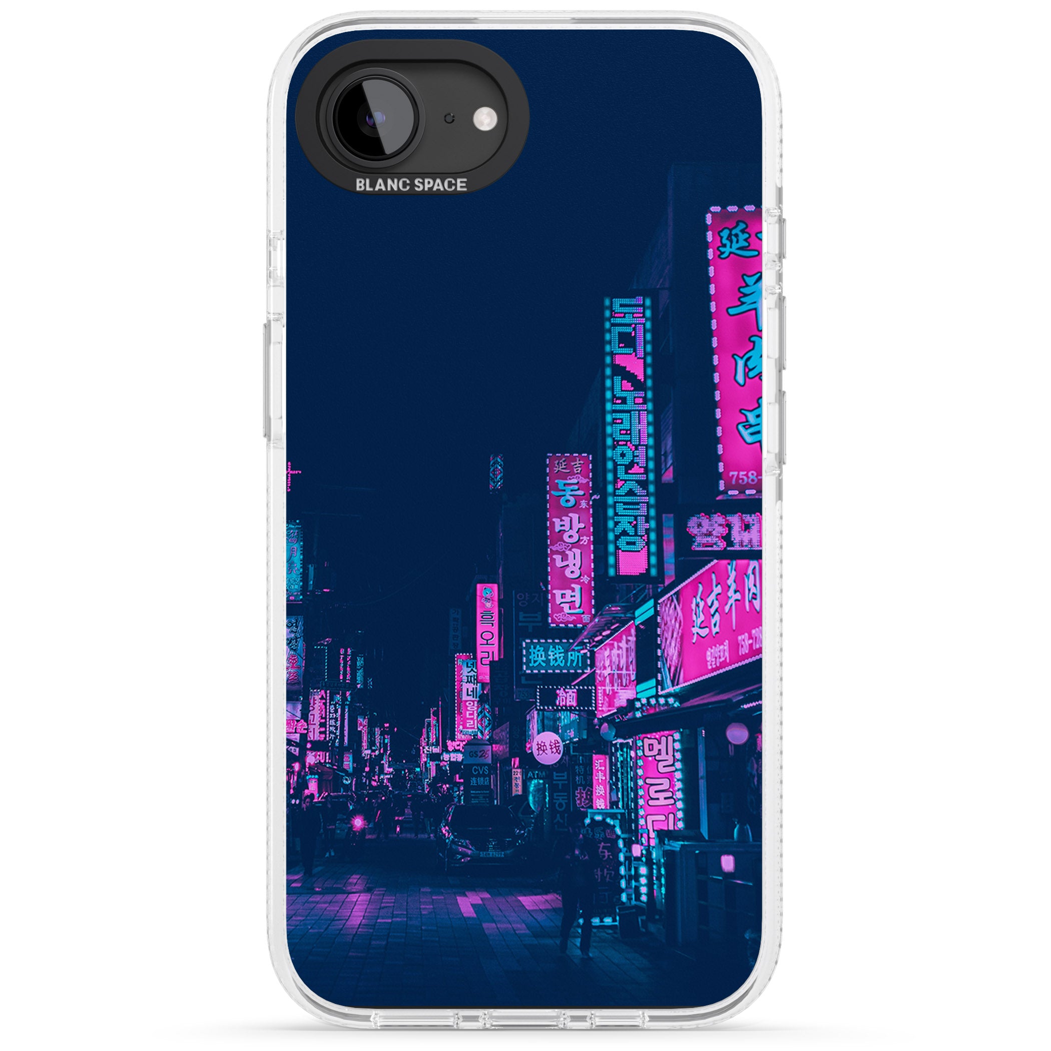 Pink & Turquoise - Neon Cities iPhone 16e Clear Case Impact Air - Blanc Space