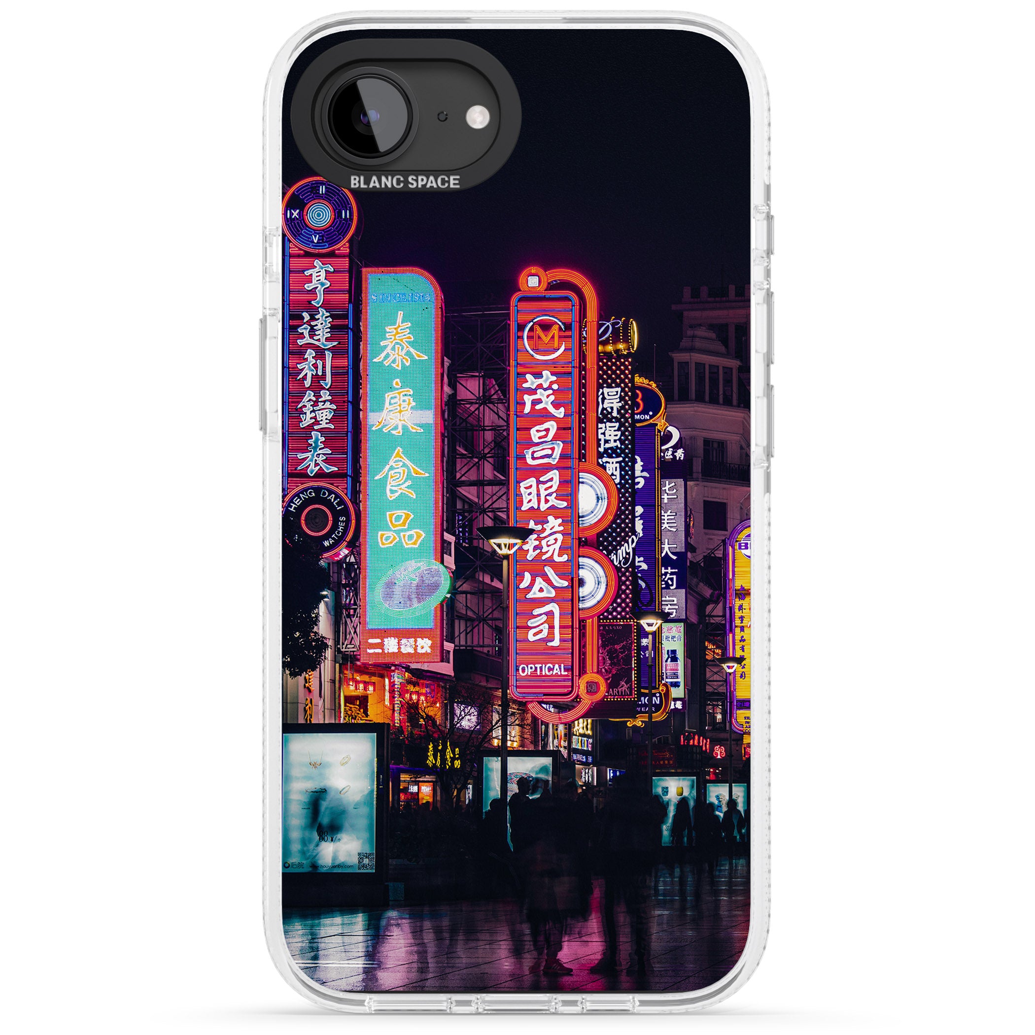 Busy Street - Neon Cities Photographs iPhone 16e Clear Case Impact Air - Blanc Space