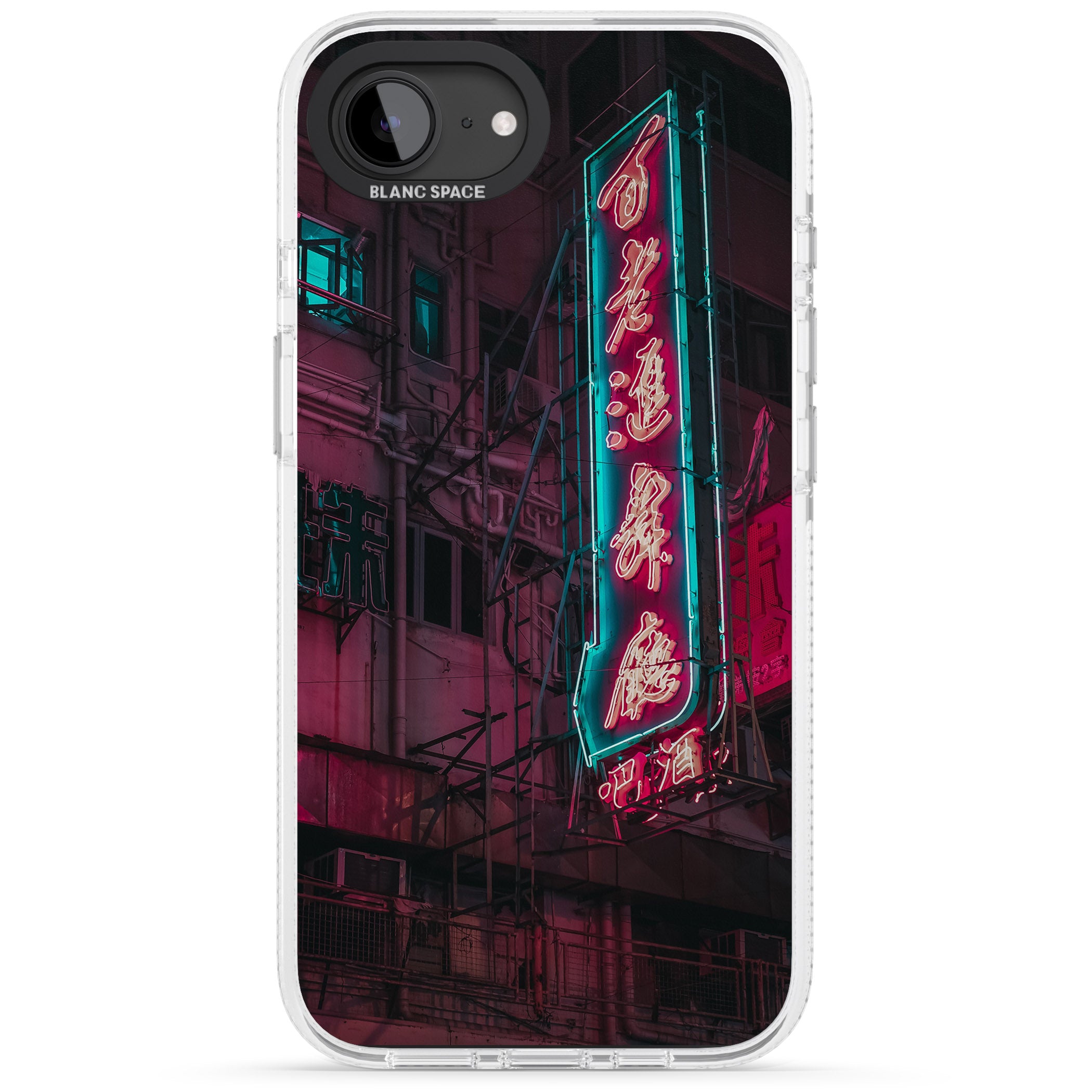 Large Kanji Sign - Neon Cities Photographs iPhone 16e Clear Case Impact Air - Blanc Space