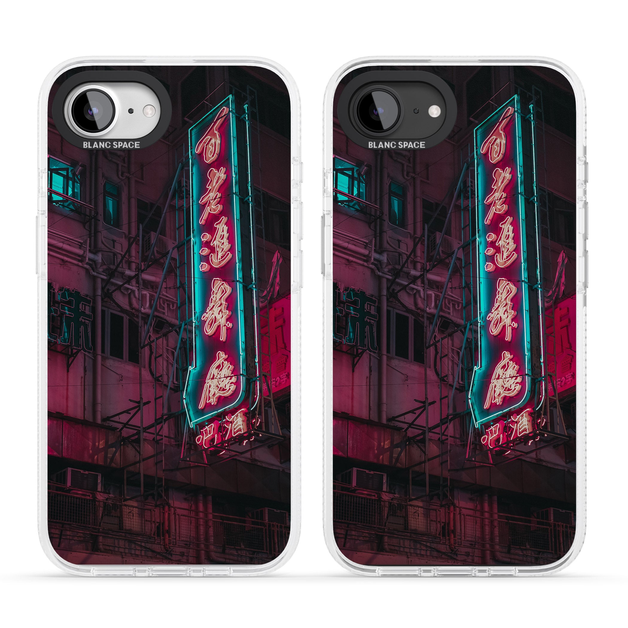 Large Kanji Sign - Neon Cities Photographs iPhone 16e Clear Case Impact Air - Blanc Space