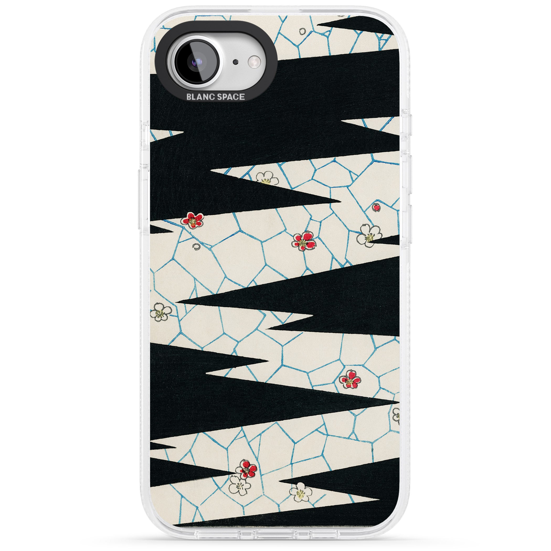 Japanese Flowers by Bijutsu Sekai iPhone 16e Clear Case Impact Air - Blanc Space