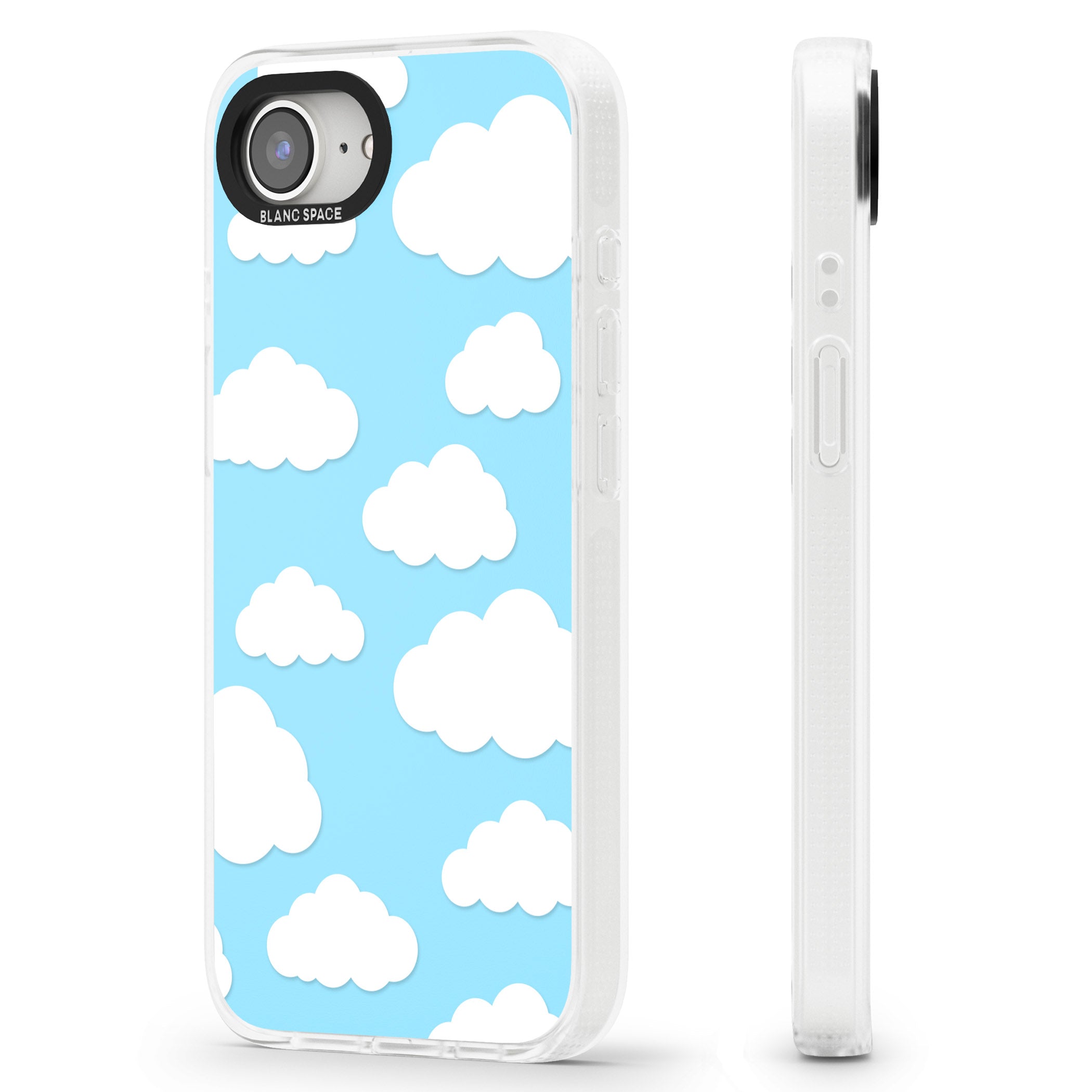 Blue Sky & Clouds Pattern iPhone 16e Clear Case Impact Air - Blanc Space