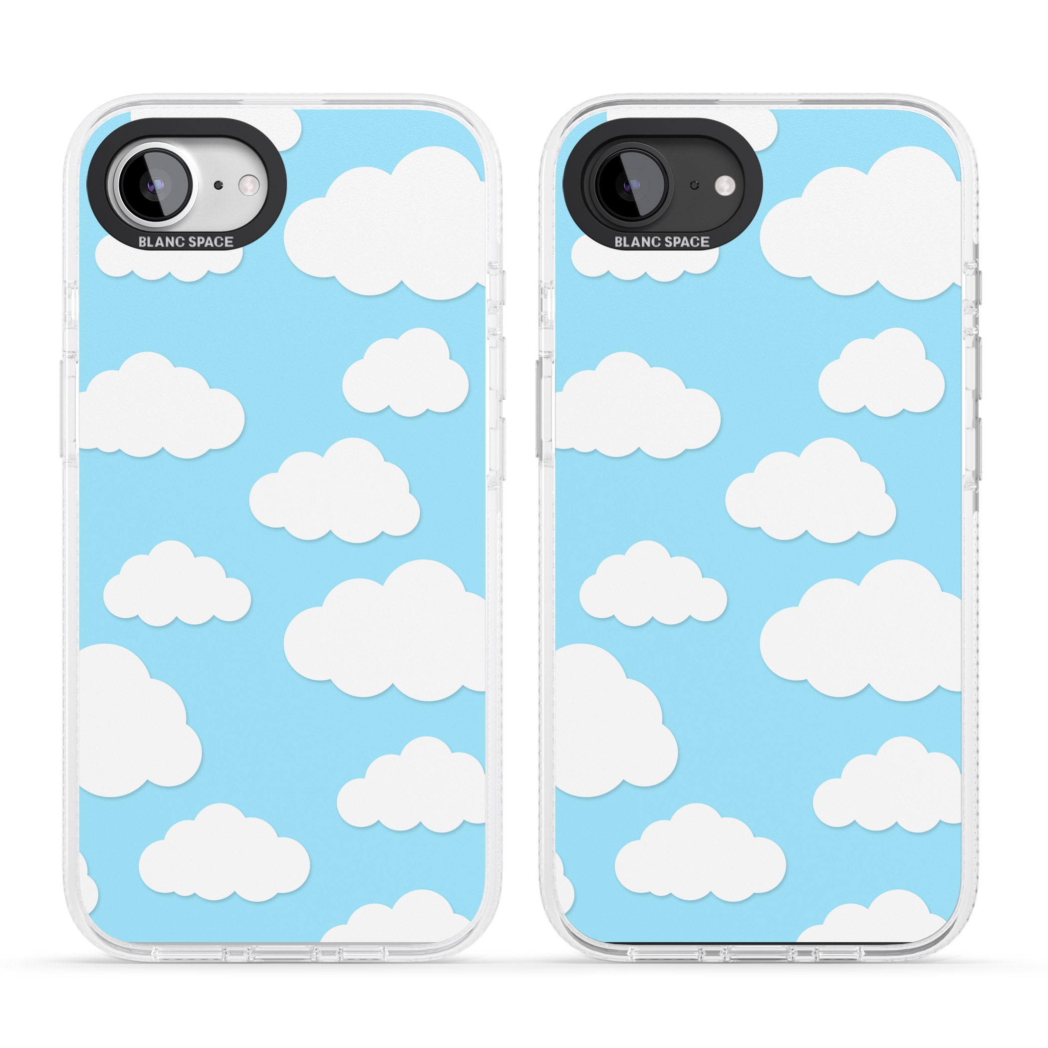 Blue Sky & Clouds Pattern iPhone 16e Clear Case Impact Air - Blanc Space