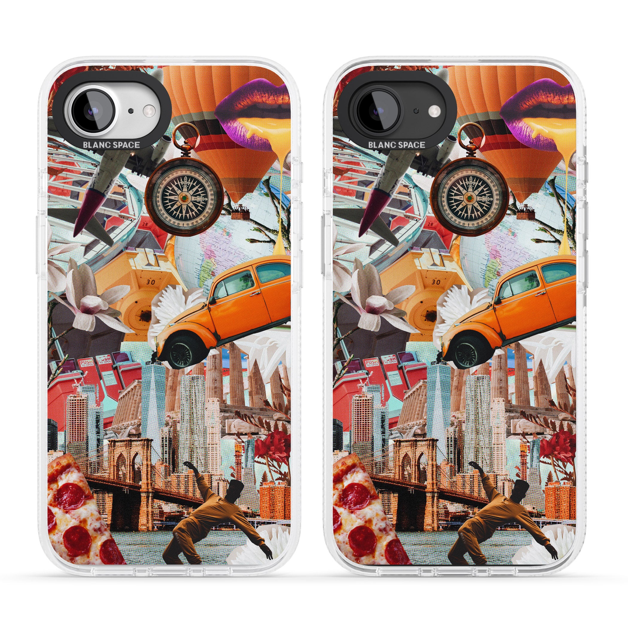 Vintage Collage: New York Mix iPhone 16e Clear Case Impact Air - Blanc Space