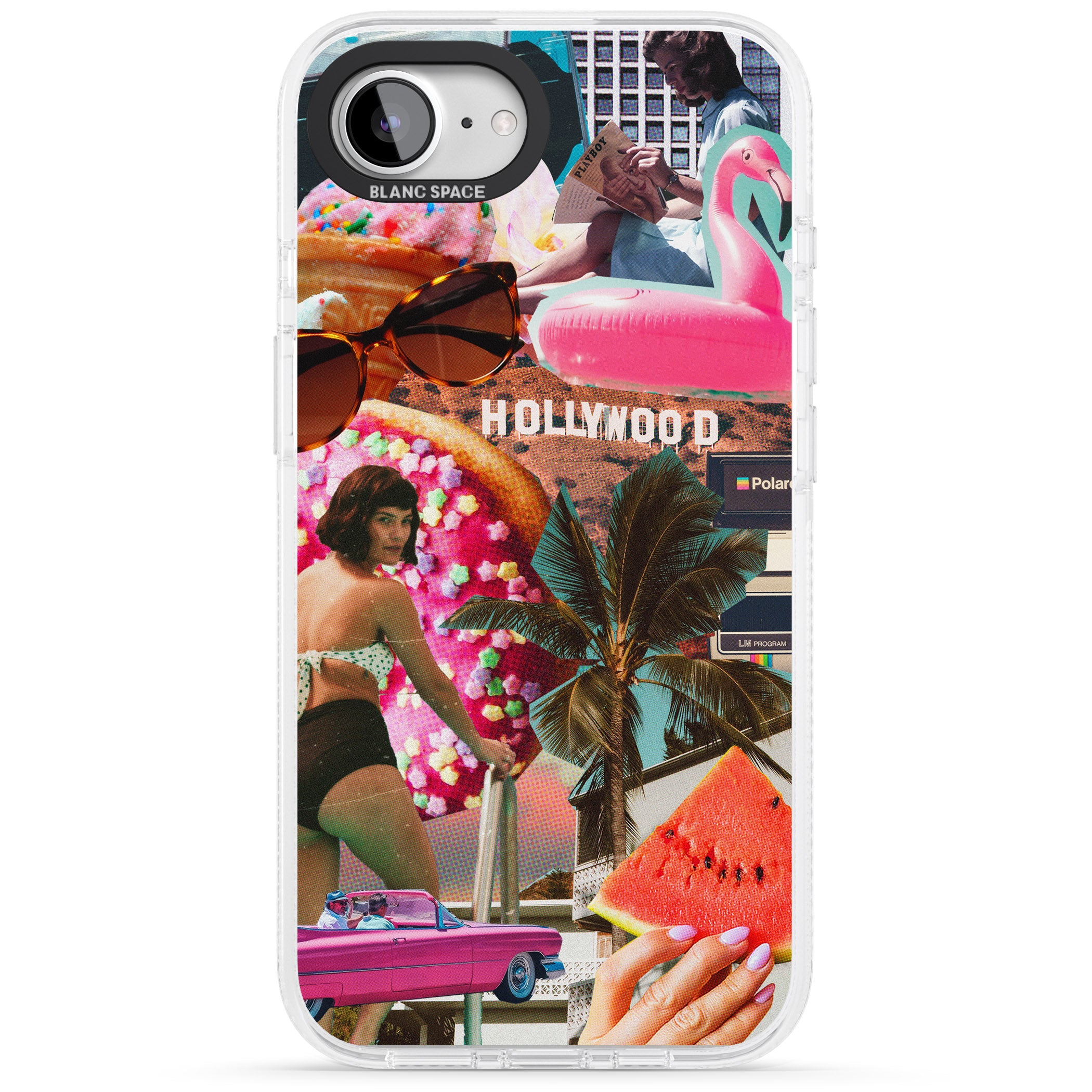 Vintage Collage: Hollywood Mix iPhone 16e Clear Case Impact Air - Blanc Space