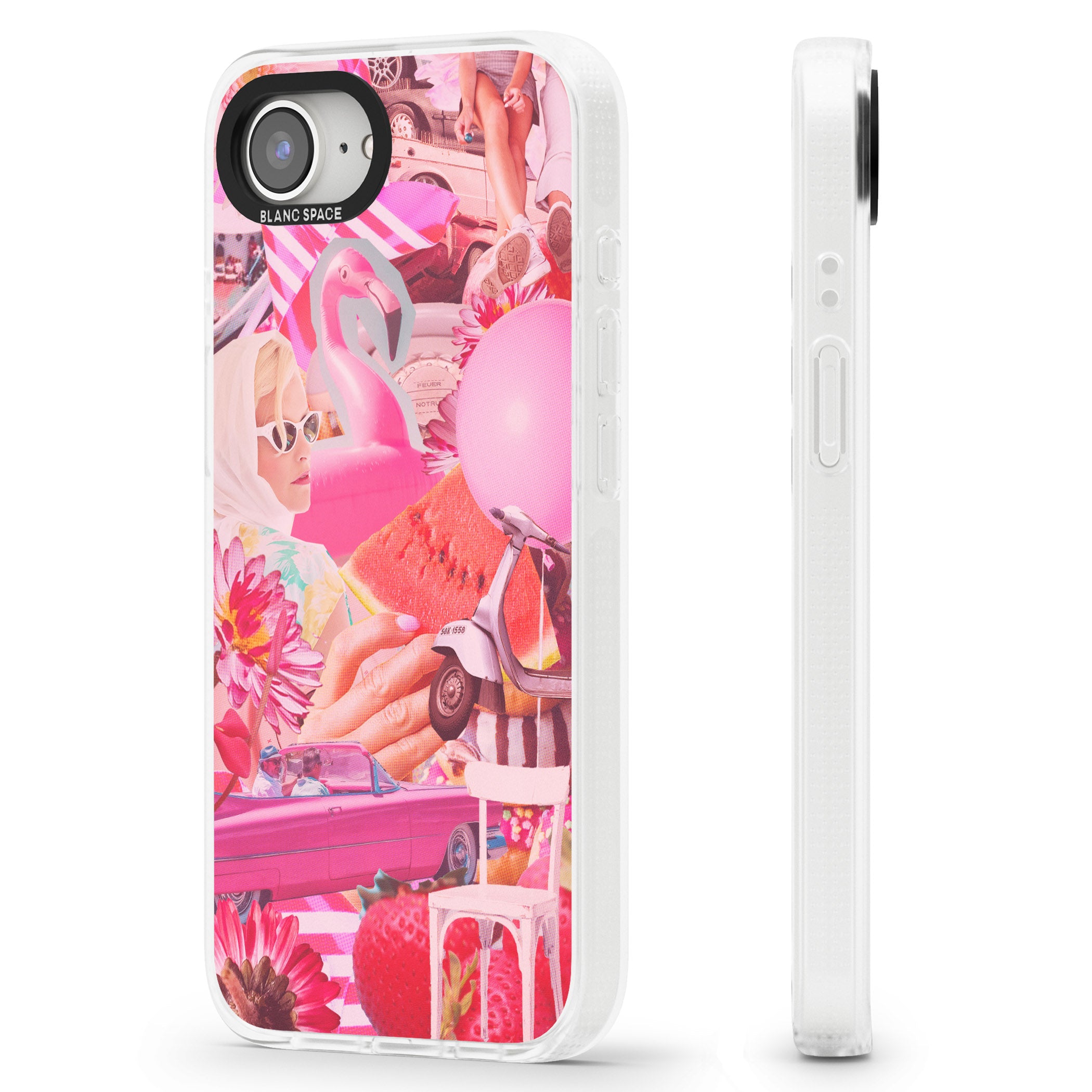 Vintage Collage: Pink Glamour iPhone 16e Clear Case Impact Air - Blanc Space
