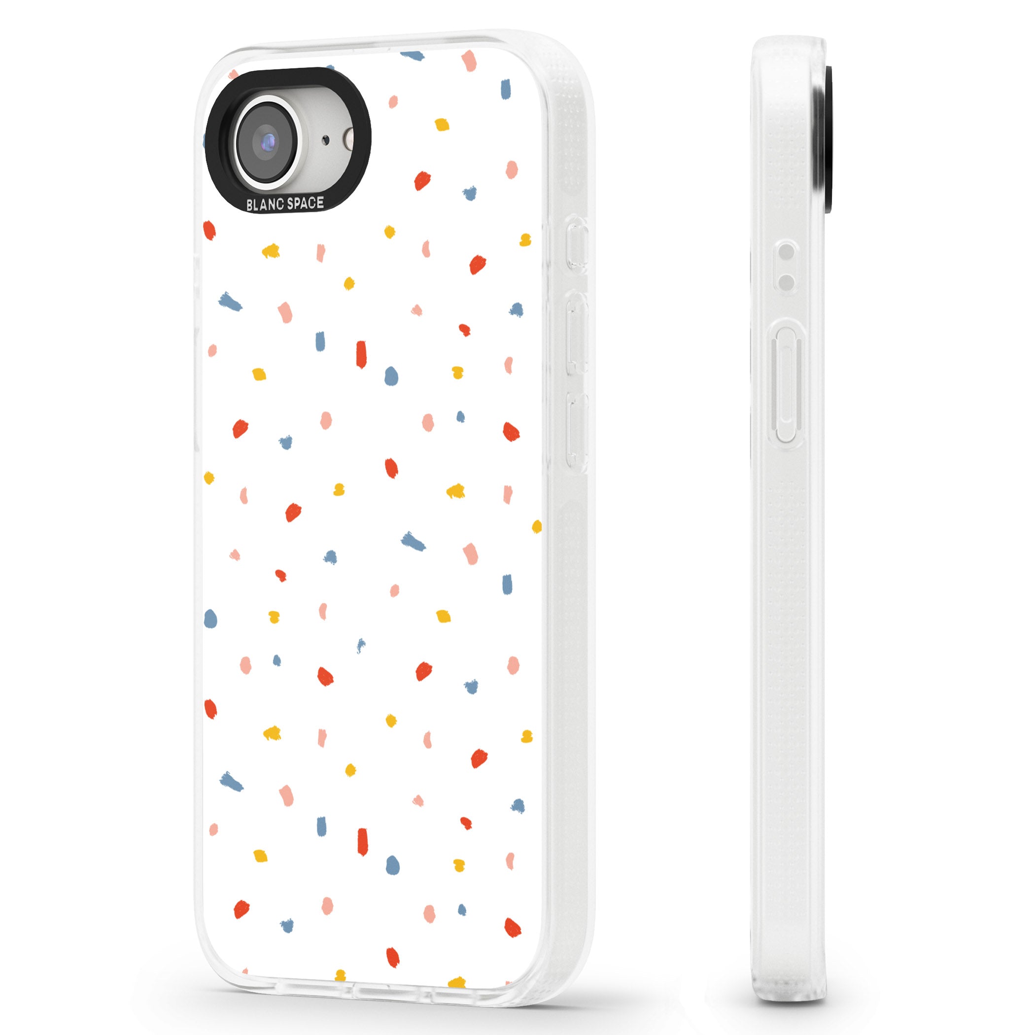 Confetti Print on Solid White iPhone 16e Clear Case Impact Air - Blanc Space