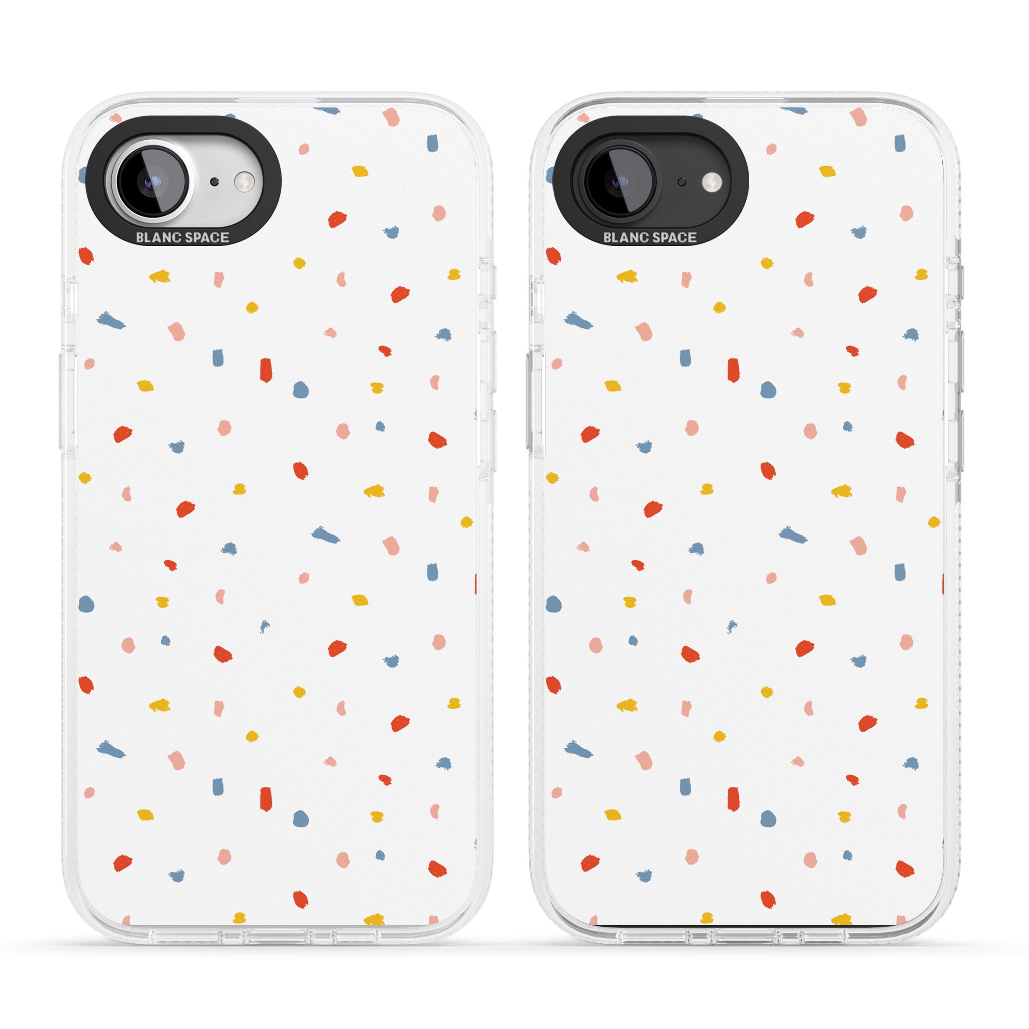 Confetti Print on Solid White iPhone 16e Clear Case Impact Air - Blanc Space