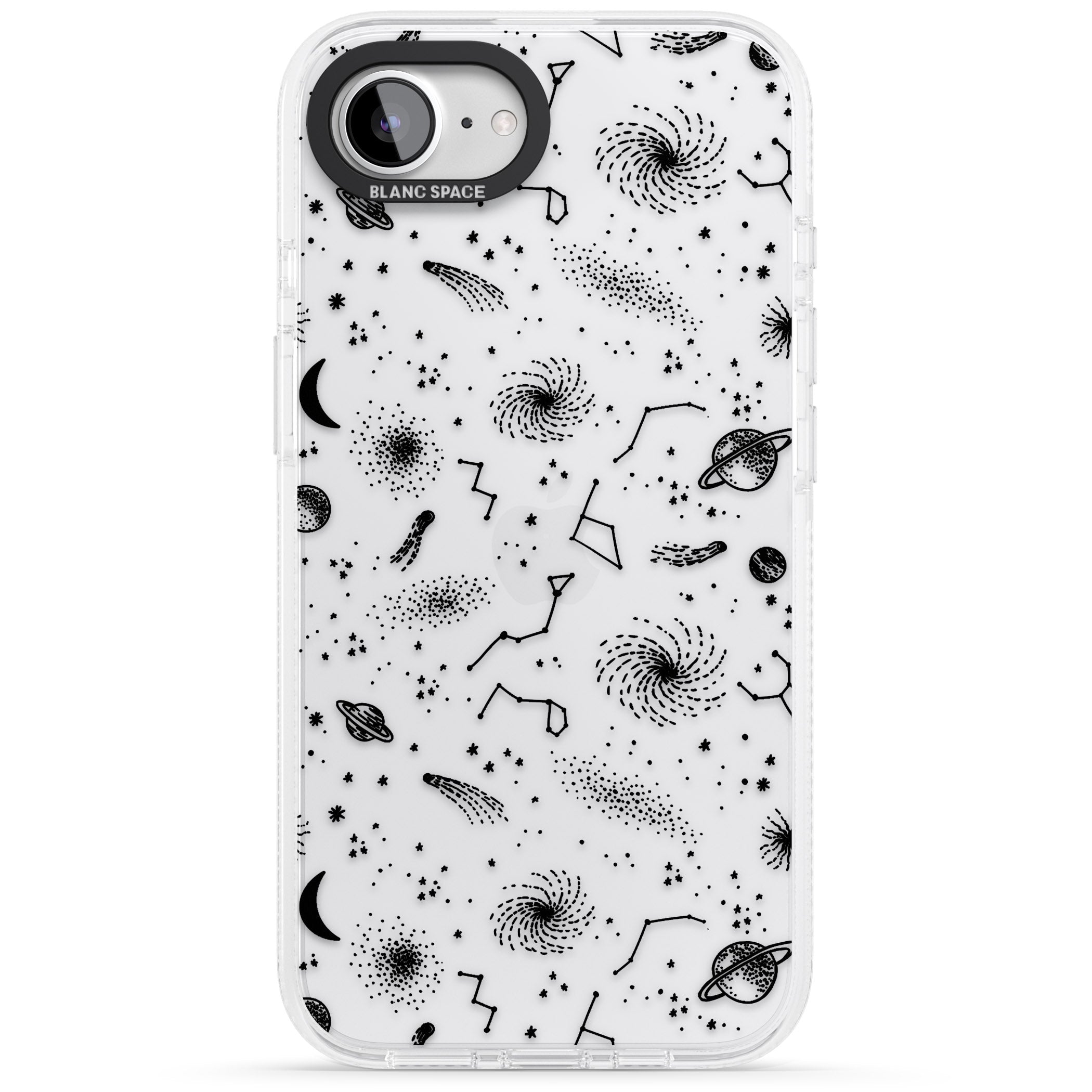 Mixed Galaxy Pattern iPhone 16e Clear Case Impact Air - Blanc Space