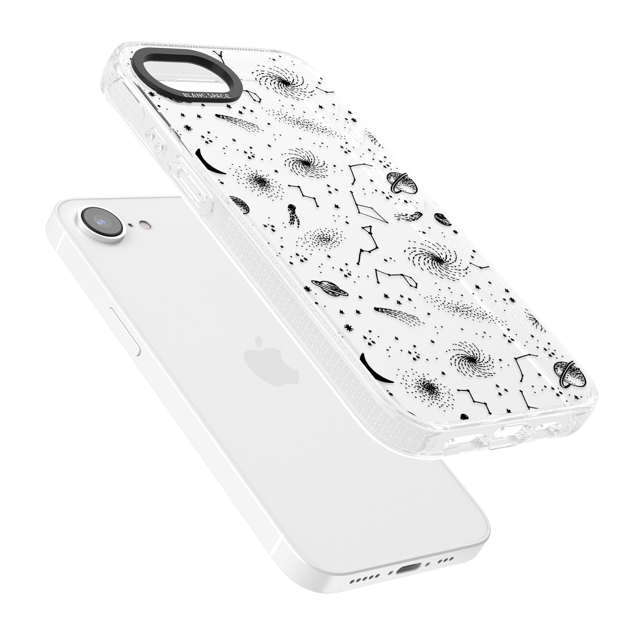Mixed Galaxy Pattern iPhone 16e Clear Case Impact Air - Blanc Space