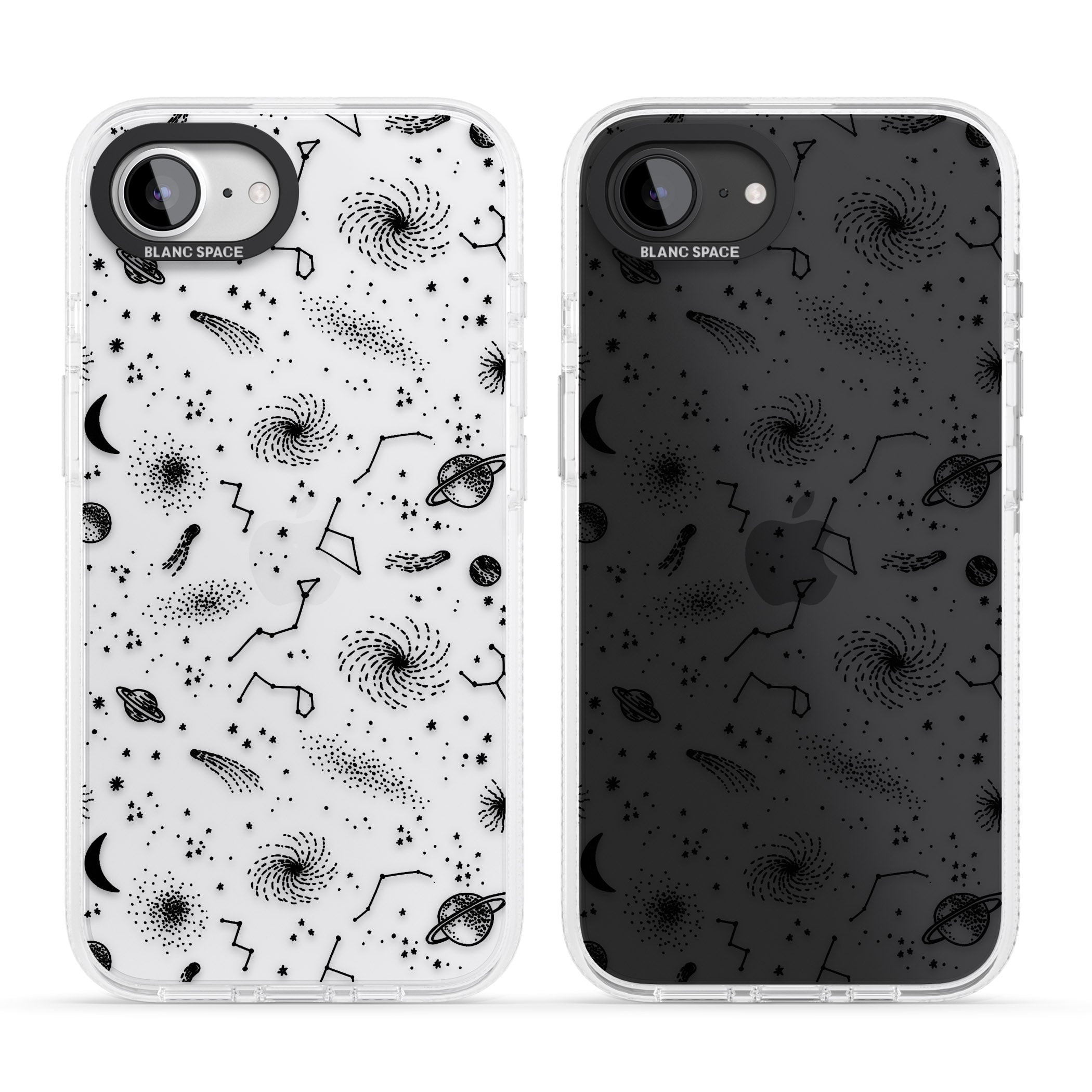 Mixed Galaxy Pattern iPhone 16e Clear Case Impact Air - Blanc Space