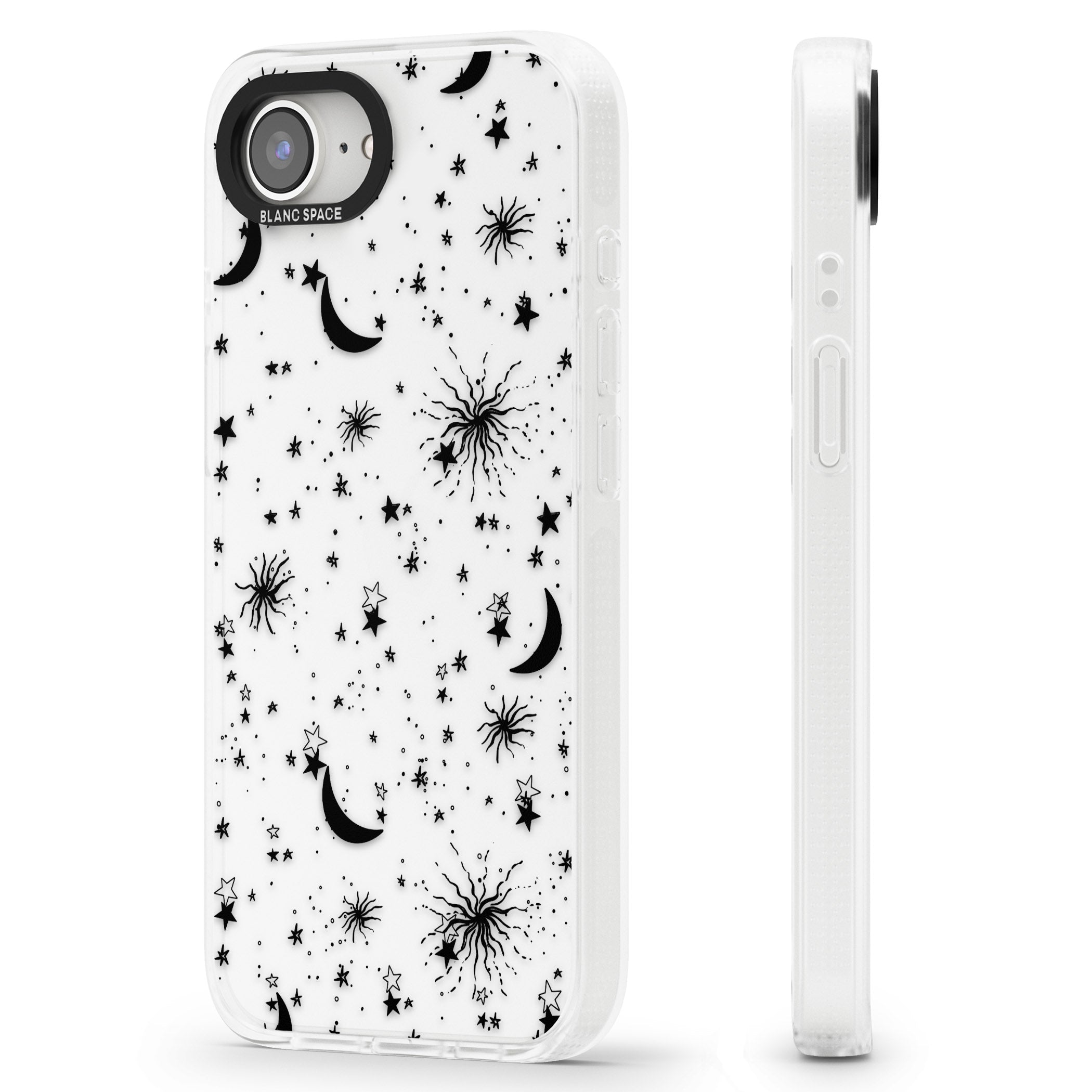 Moons & Stars iPhone 16e Clear Case Impact Air - Blanc Space