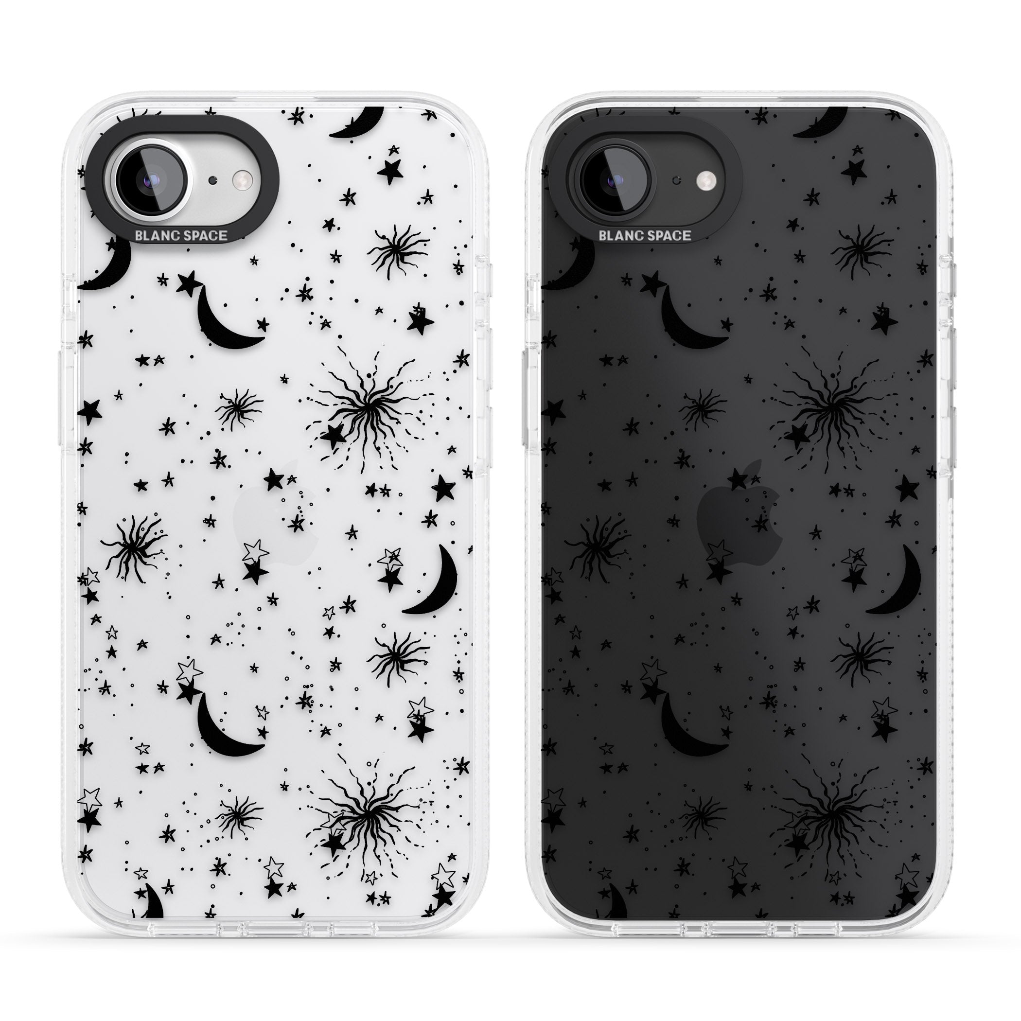 Moons & Stars iPhone 16e Clear Case Impact Air - Blanc Space