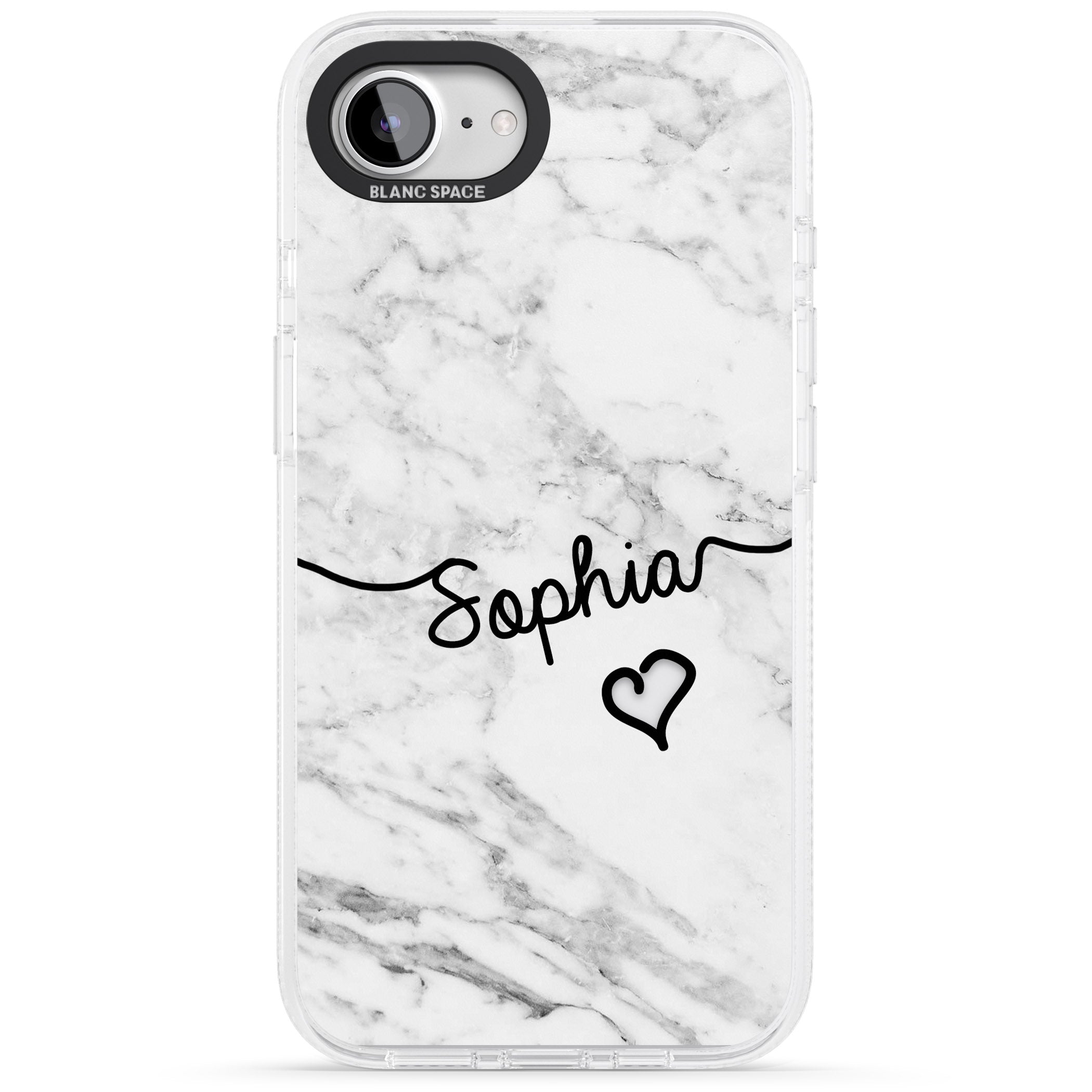 White Marble iPhone 16e Clear Case Impact Air - Blanc Space