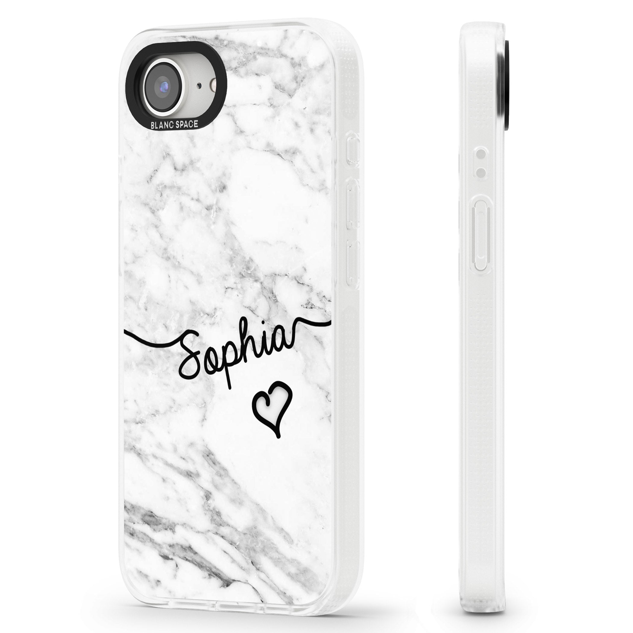 White Marble iPhone 16e Clear Case Impact Air - Blanc Space