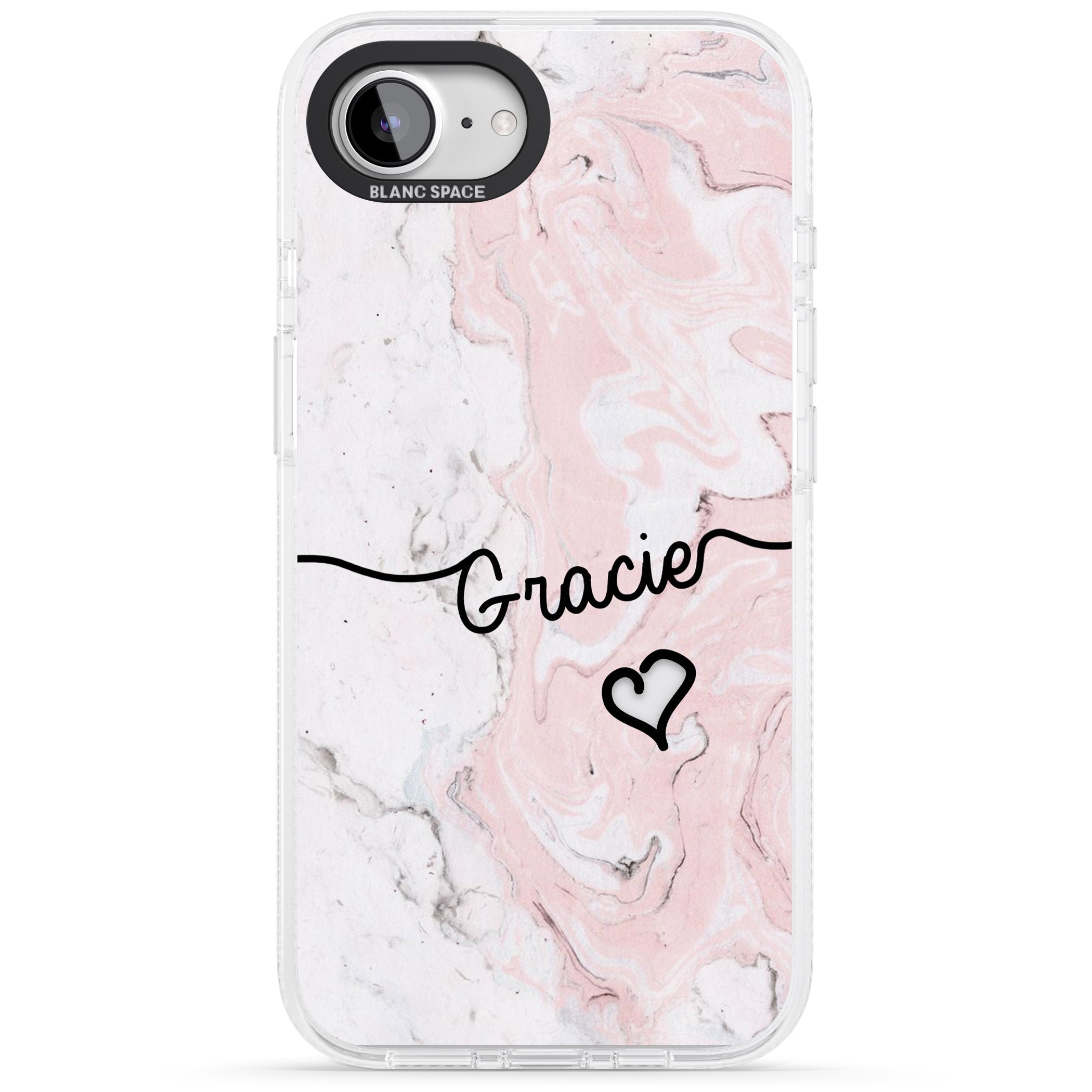Pink Marble iPhone 16e Clear Case Impact Air - Blanc Space