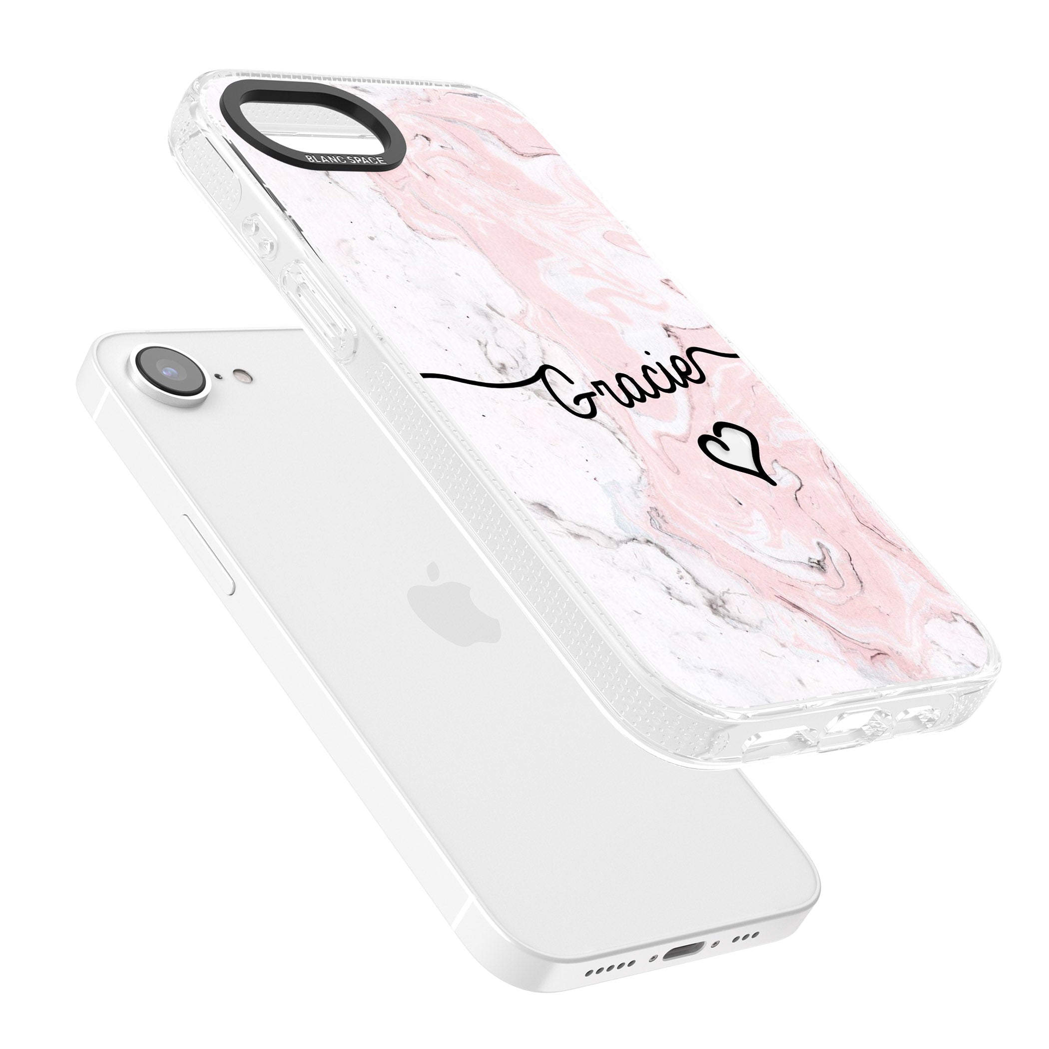 Pink Marble iPhone 16e Clear Case Impact Air - Blanc Space
